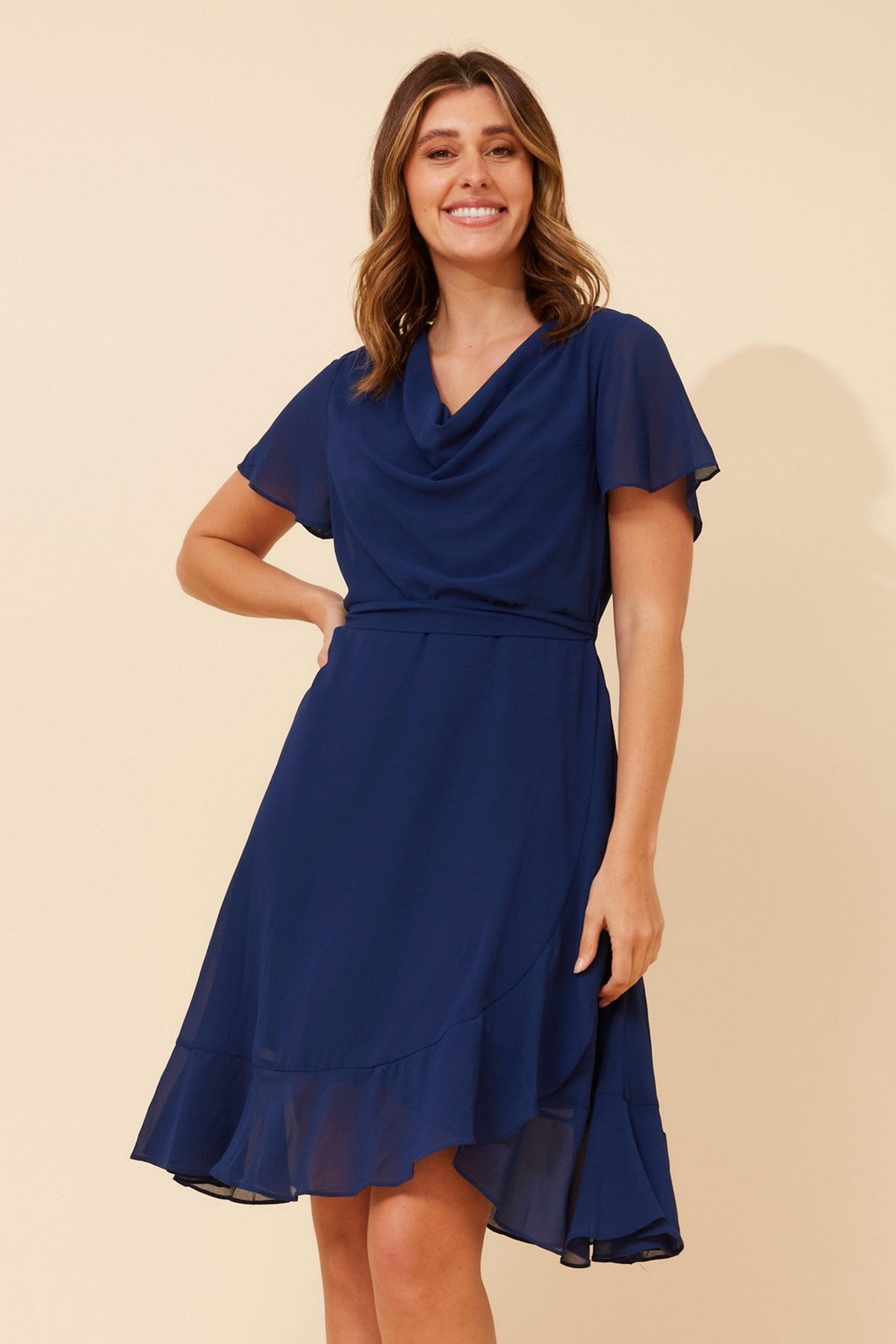 ALARA SOLID DRESS (Navy)