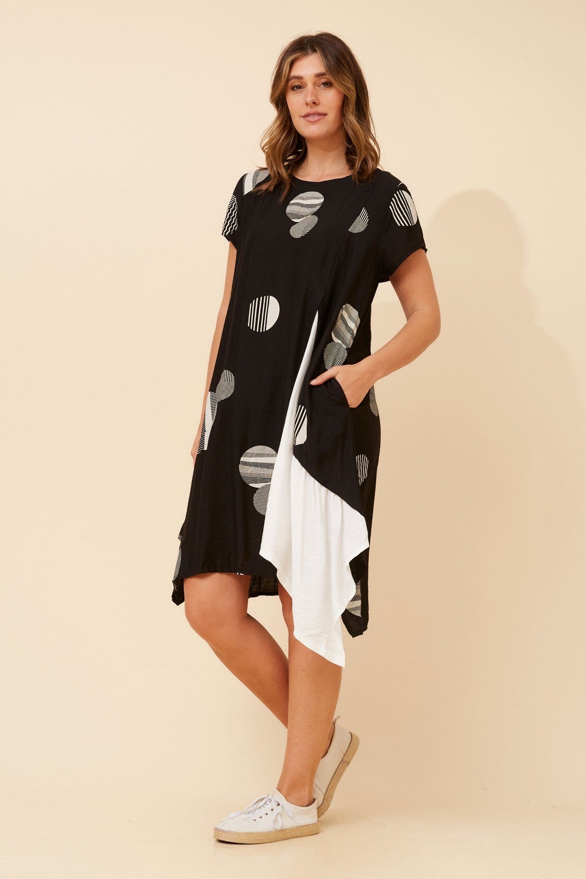 SUSANNA POLKA DOT PRINT DRESS (Black)