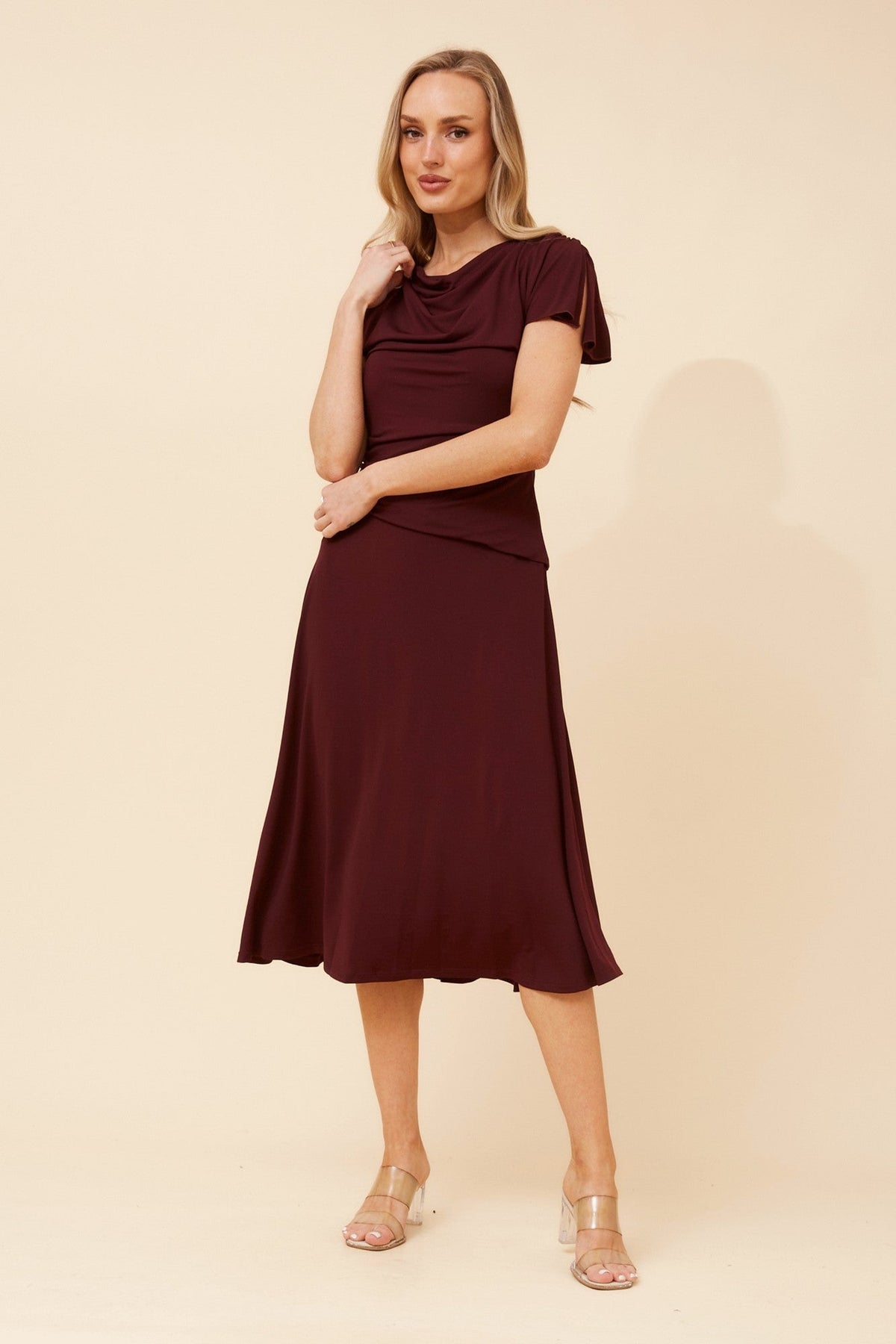 JIANNA SOLID MIDI DRESS (Burgundy)