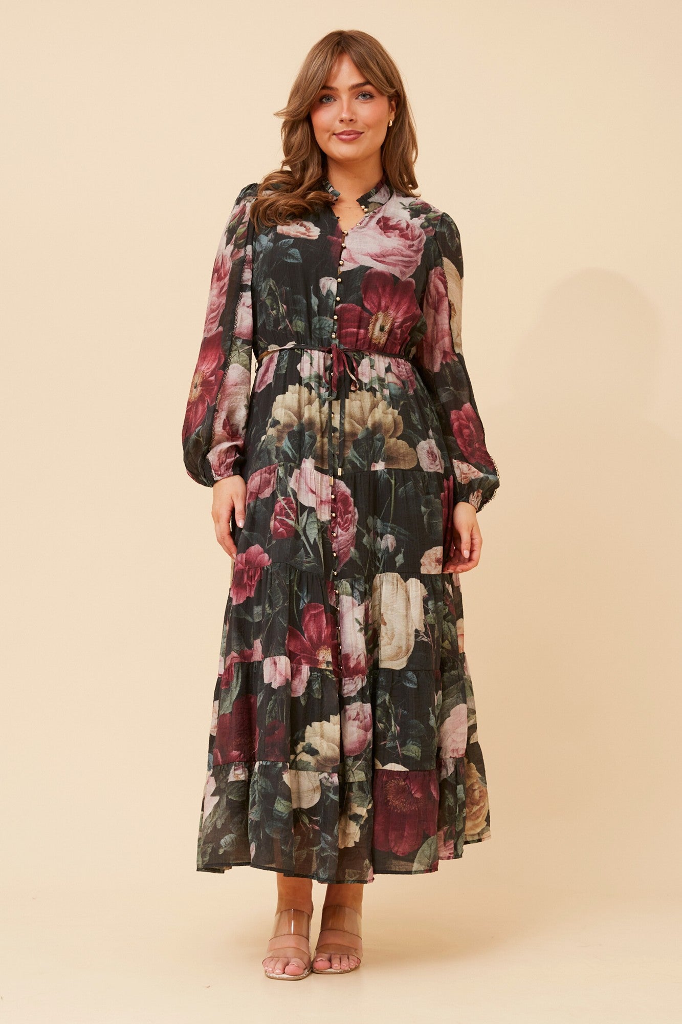 BRONYA FLORAL MAXI DRESS (Multi Black)