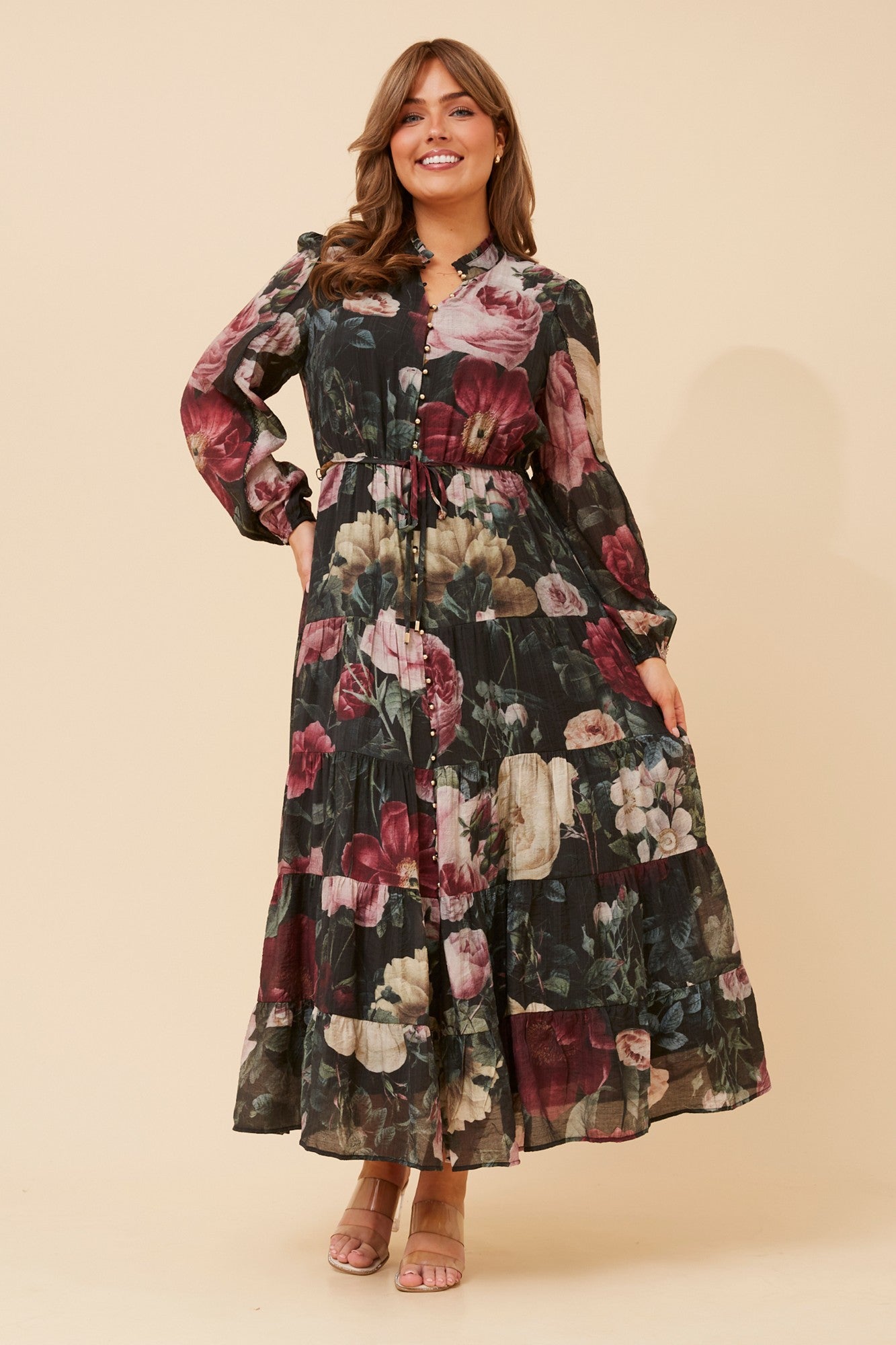 BRONYA FLORAL MAXI DRESS (Multi Black)