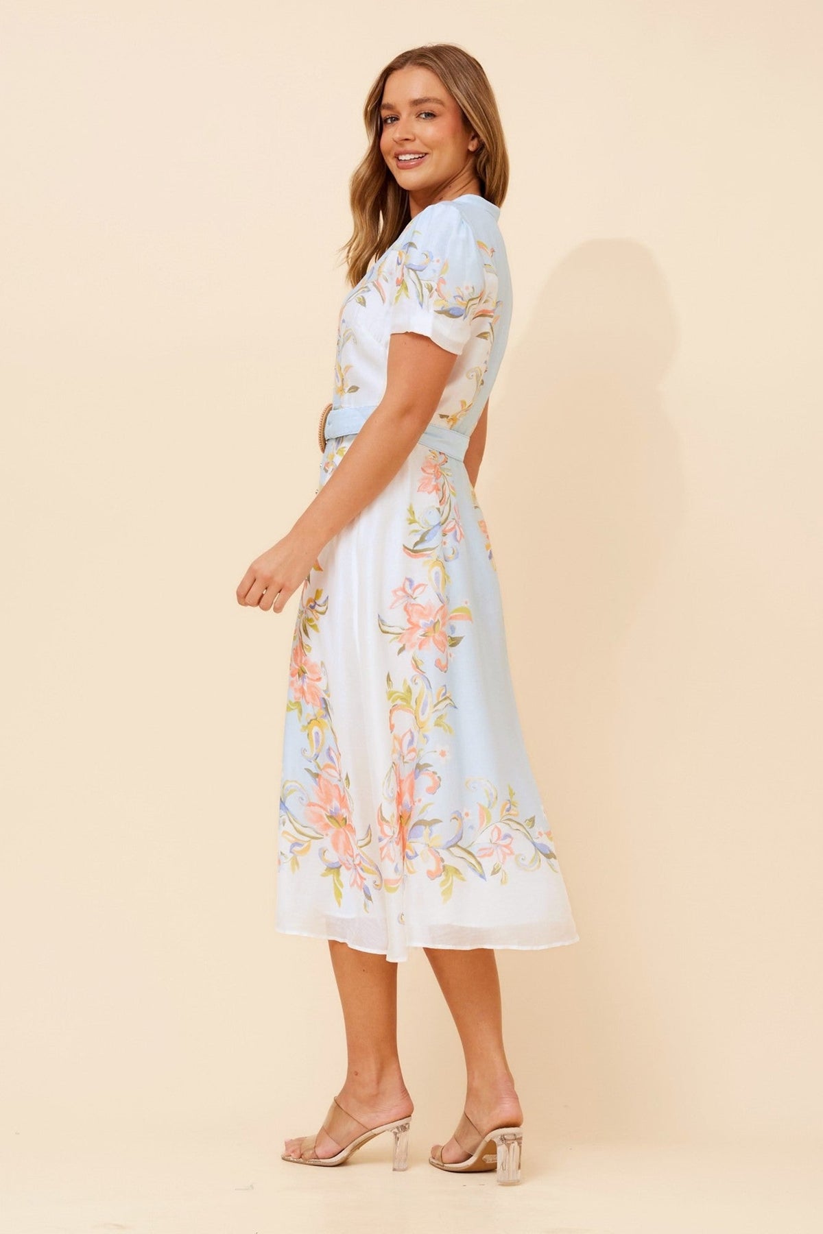 EMBRACE FLORAL MIDI DRESS (Multi Blue)