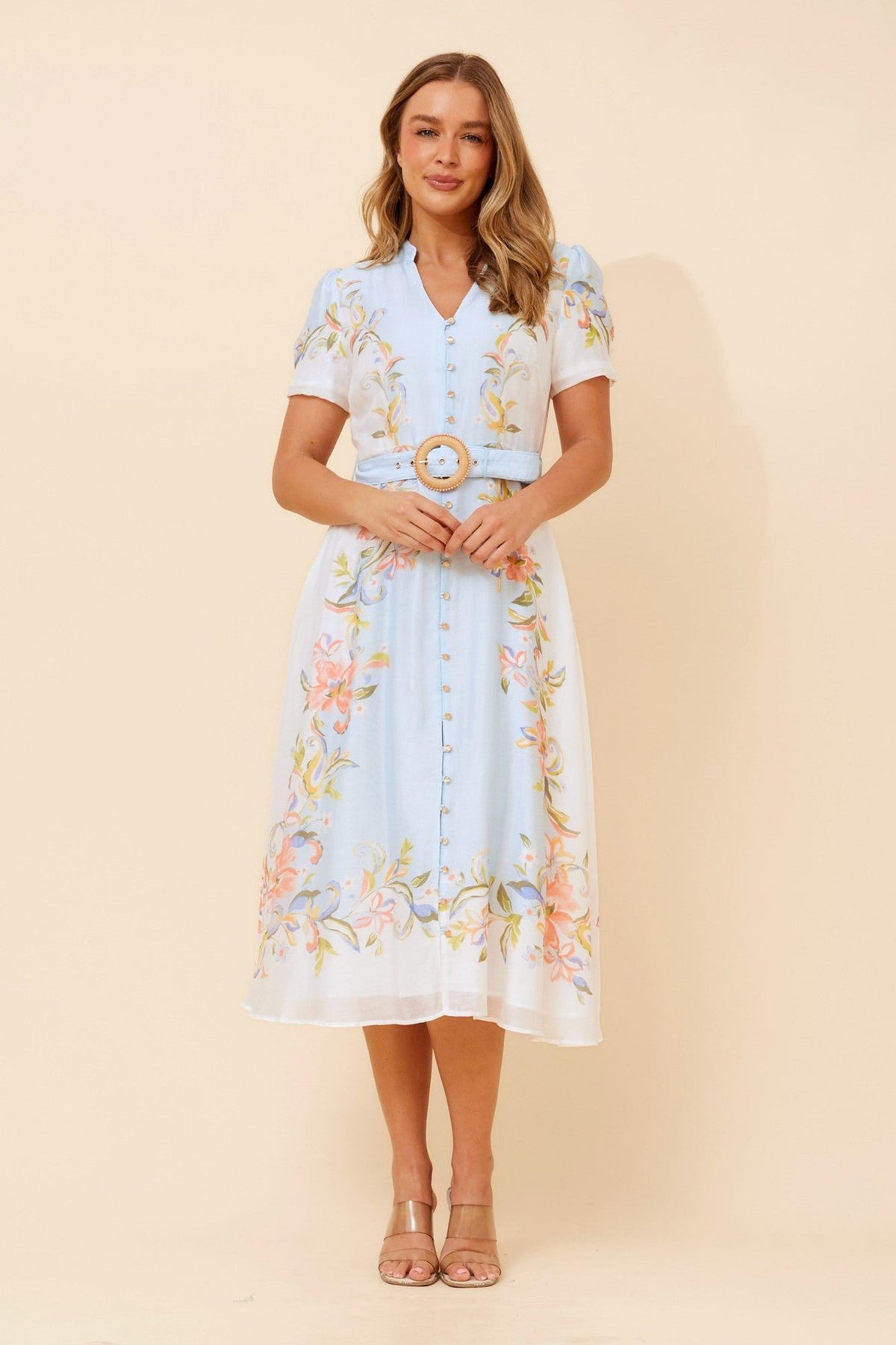 EMBRACE FLORAL MIDI DRESS (Multi Blue)