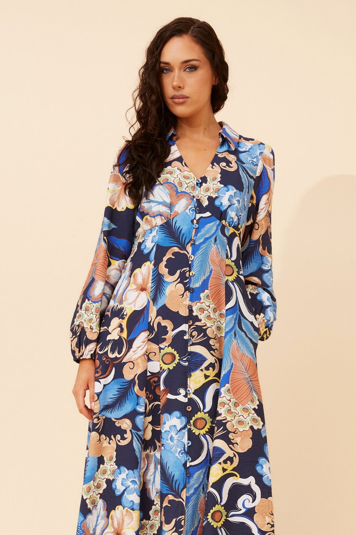 NASH FLORAL MAXI DRESS (Multi Navy)