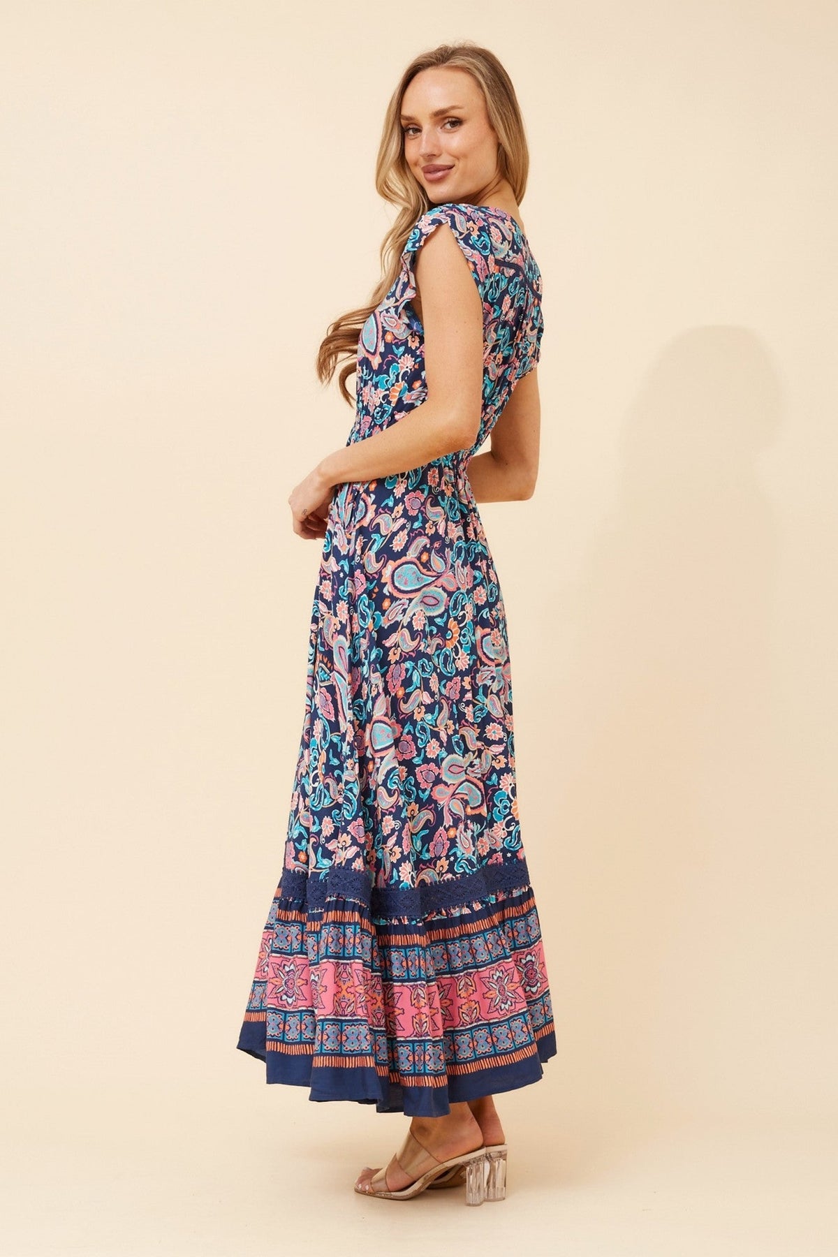 Caroline Morgan Australia MOROCCO FLORAL MAXI DRESS (Navy)