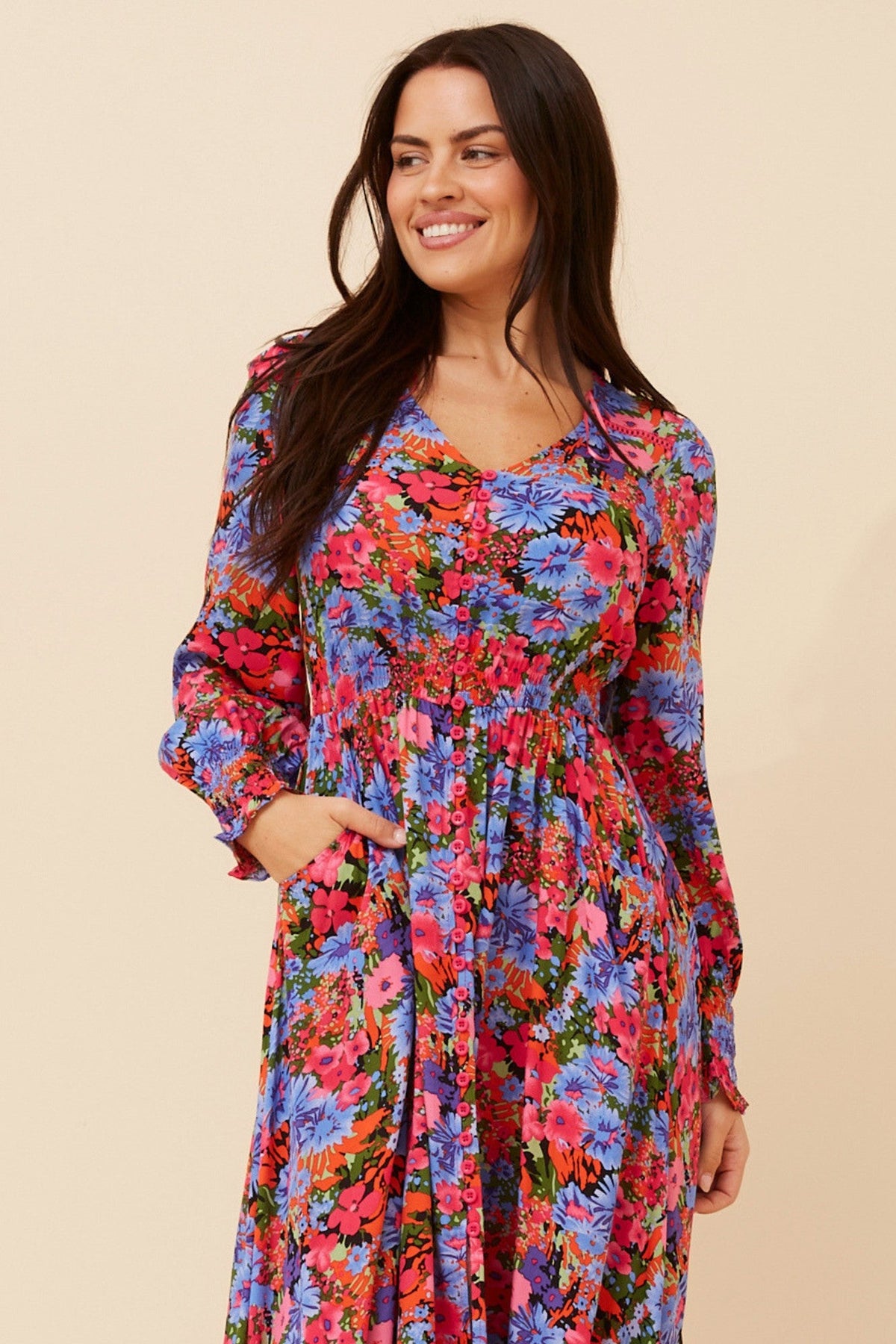 MARRAKECH FLORAL MAXI DRESS (Fuchsia)