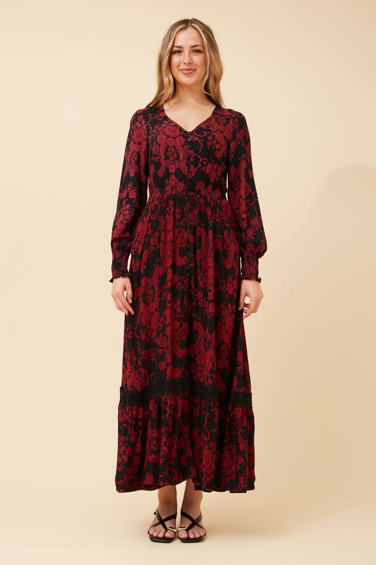 MARRAKECH FLORAL MAXI DRESS (Black)