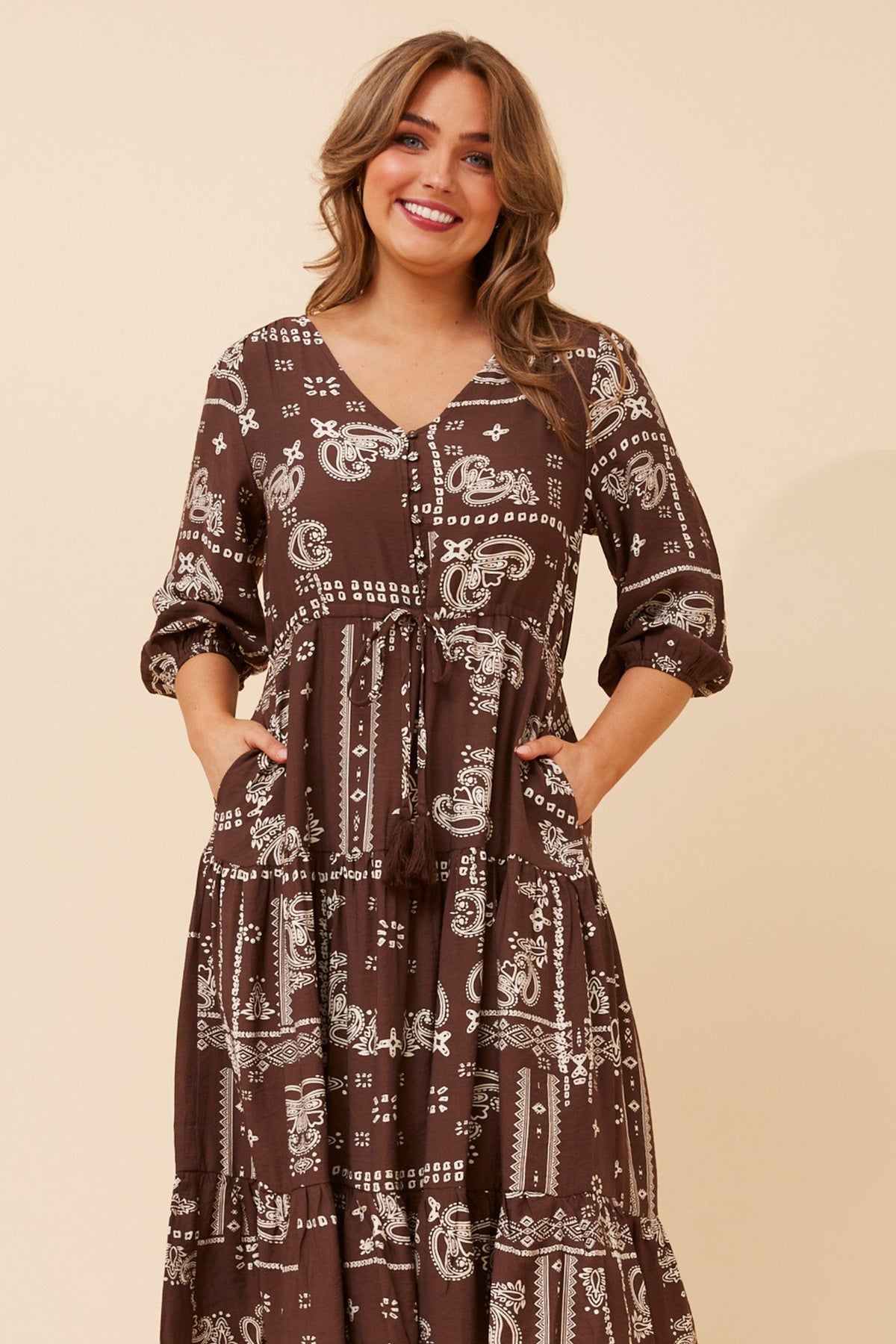 VITA BANDANA PRINT MAXI DRESS (Chocolate)