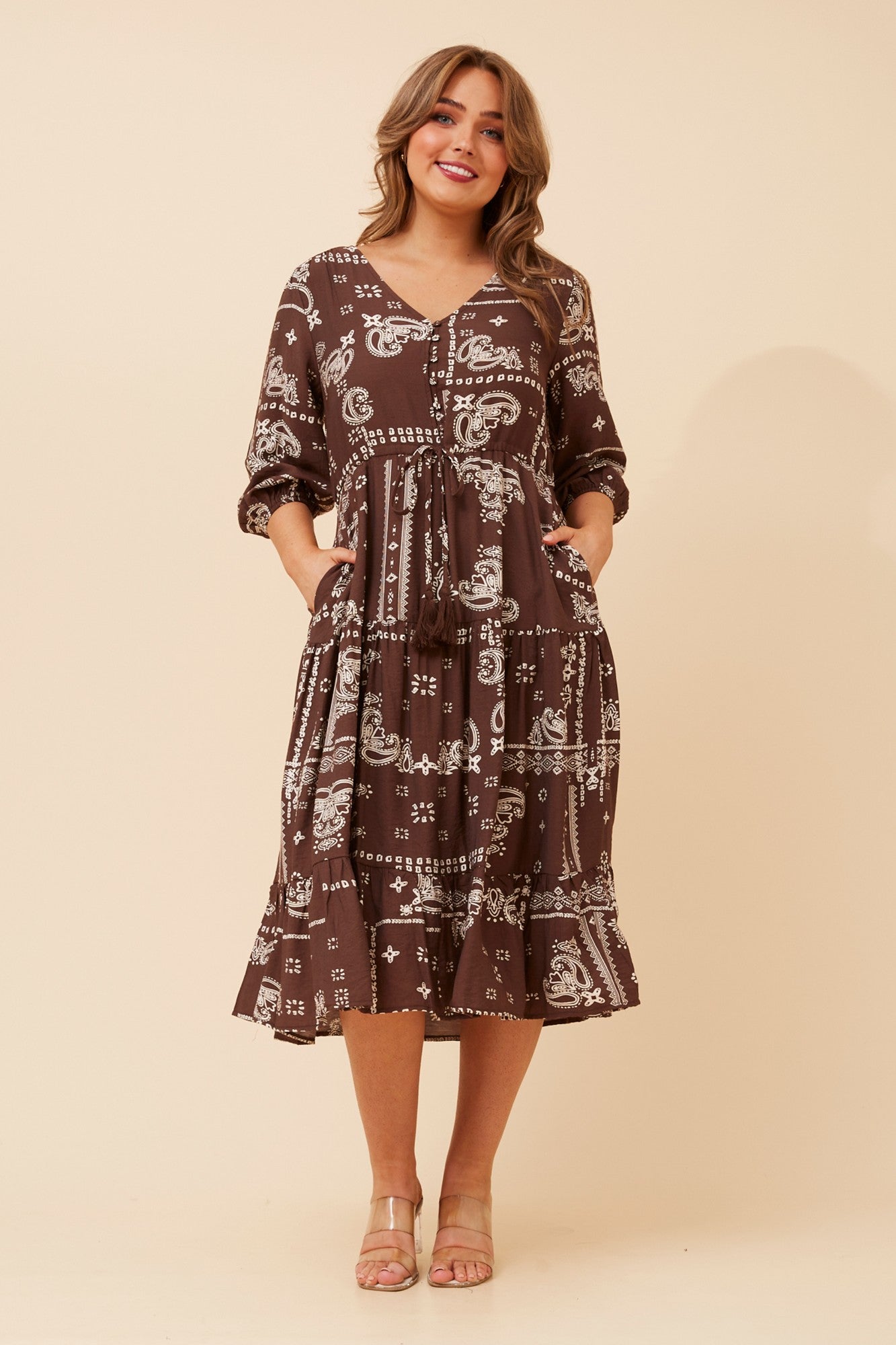 VITA BANDANA PRINT MAXI DRESS (Chocolate)