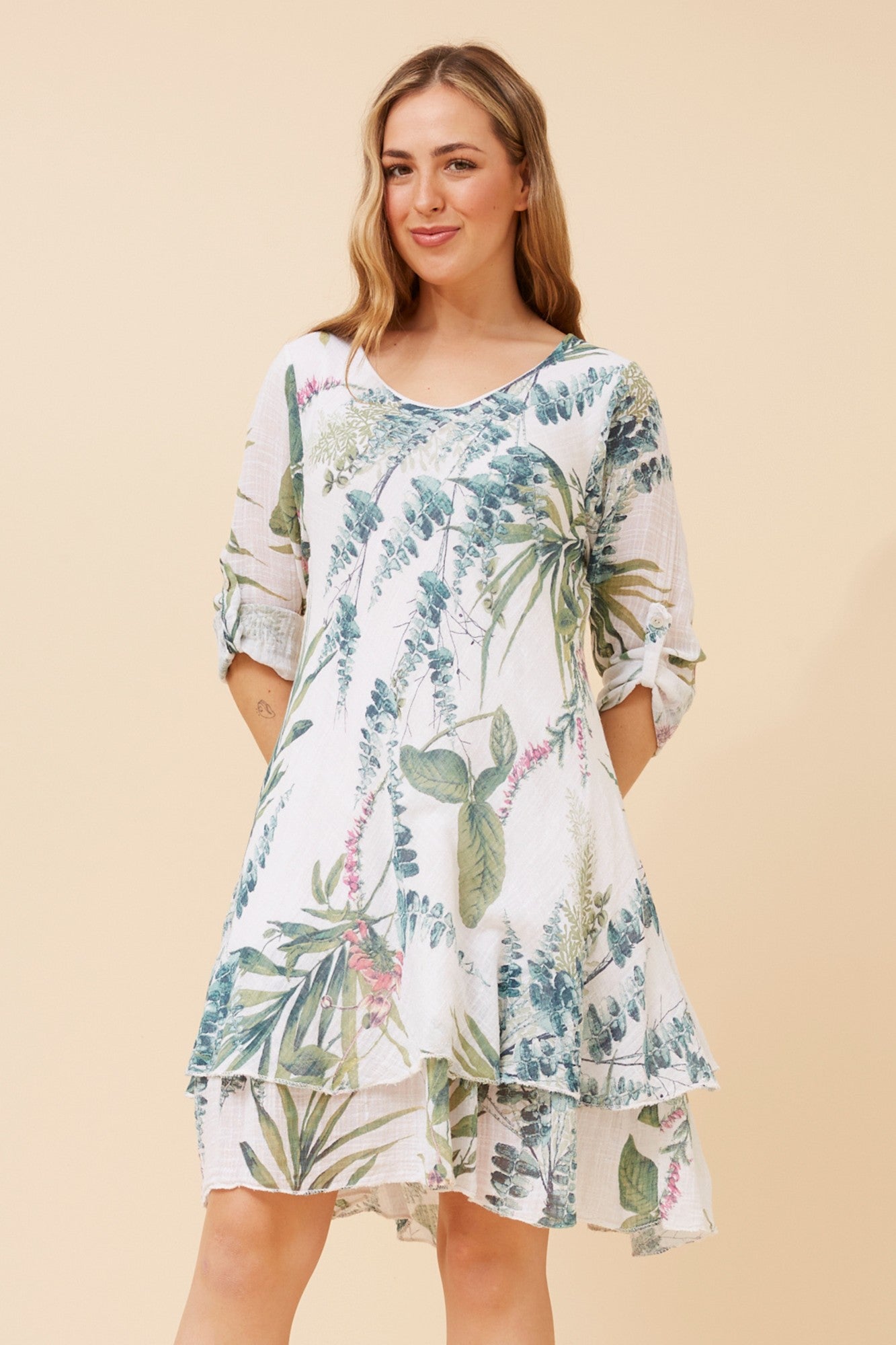 DONISA FLORAL DRESS (Cream)