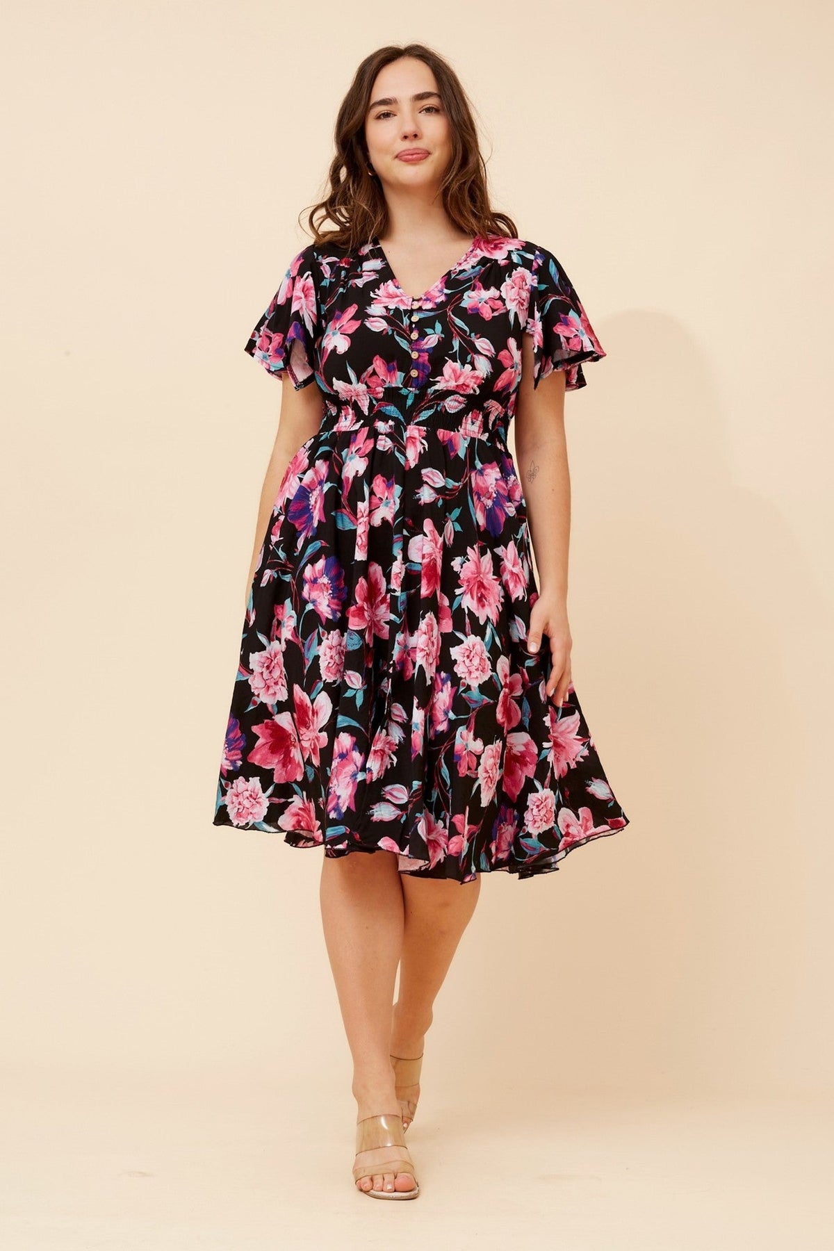 SANDY FLORAL DRESS (Multi Pink)