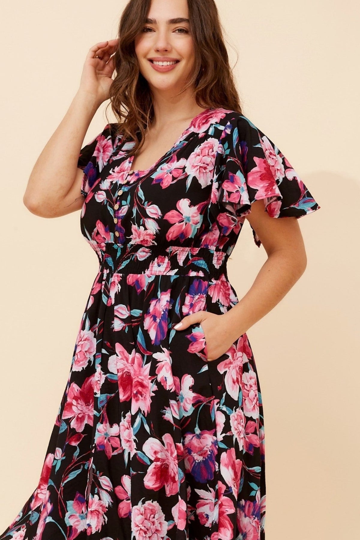 SANDY FLORAL DRESS (Multi Pink)