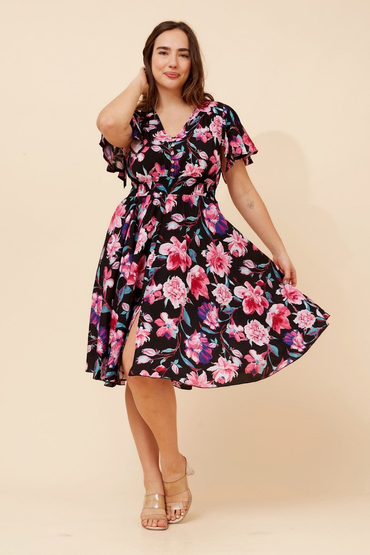 SANDY FLORAL DRESS (Multi Pink)