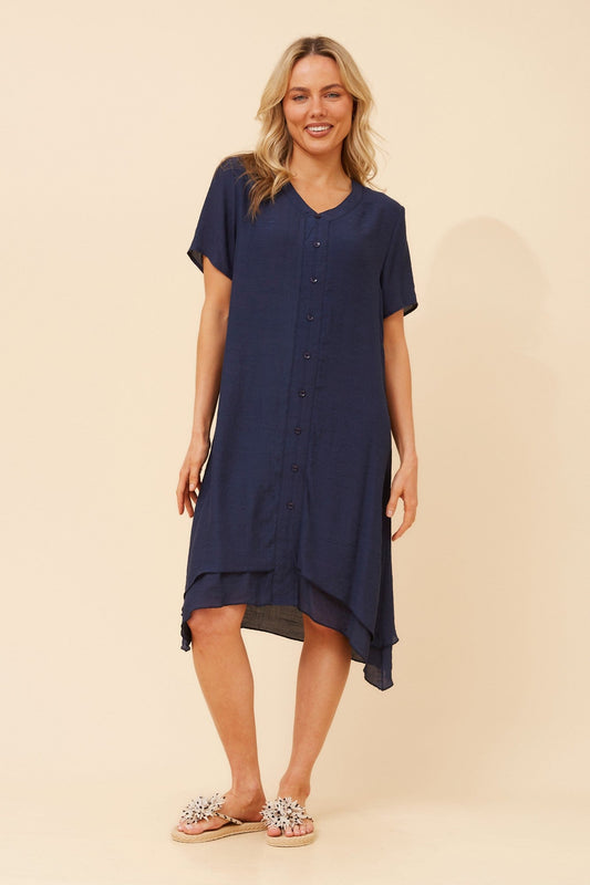 Image of Dresses. Product name - HAIDEN SOLID MIDI DRESS in Green Ash colour by brand - Caroline Morgan Australia