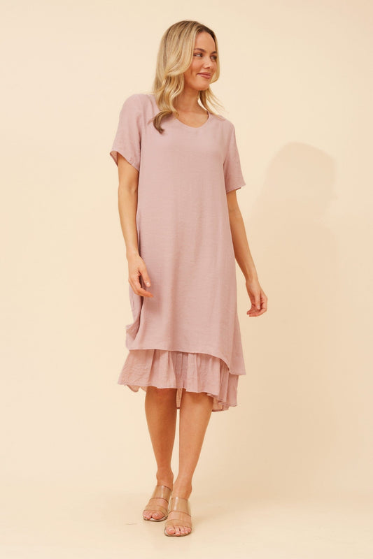 Image of Dresses. Product name - HARTLEY SOLID MIDI DRESS in Walnut colour by brand - Caroline Morgan Australia