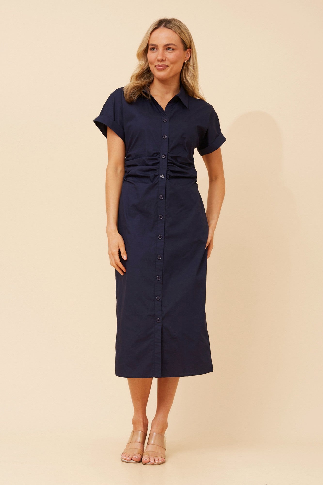JASMIA SOLID MIDI DRESS (Navy)