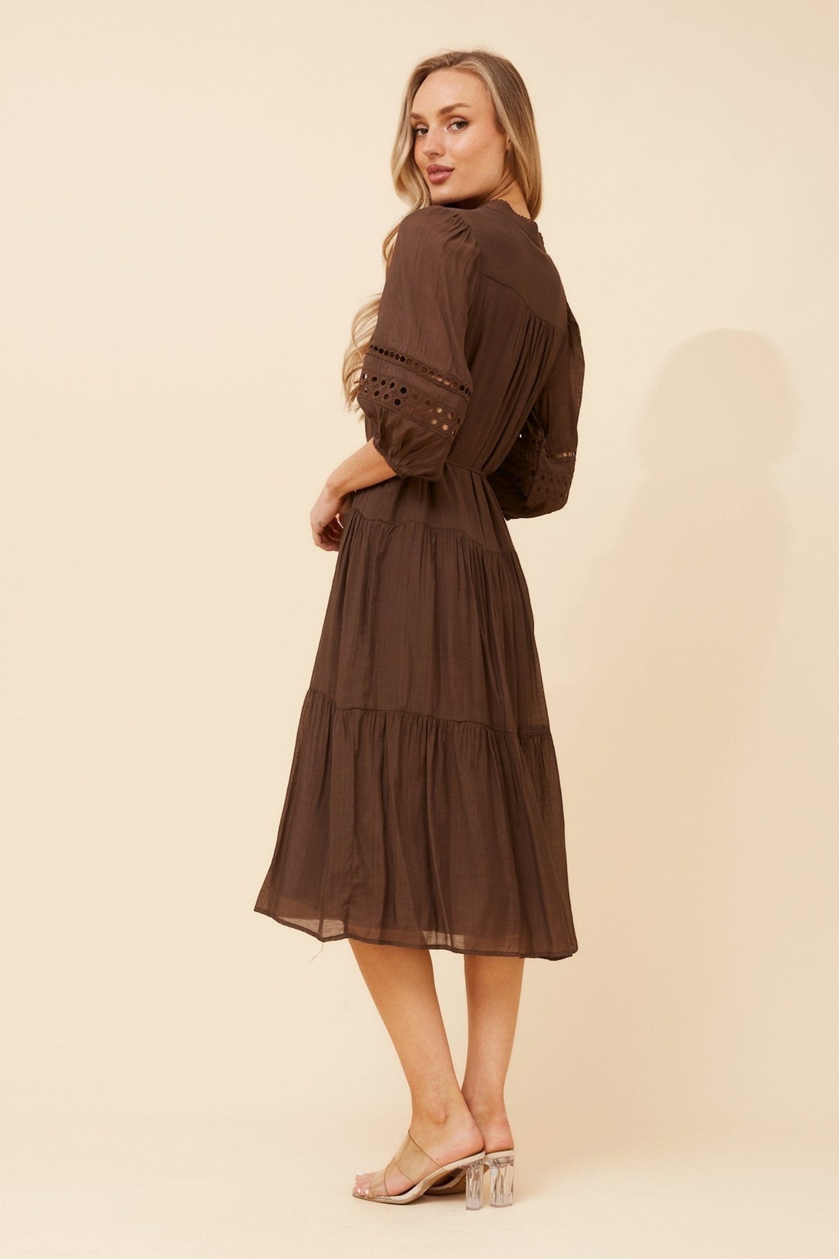 SALOME SOLID MIDI DRESS (Chocolate)