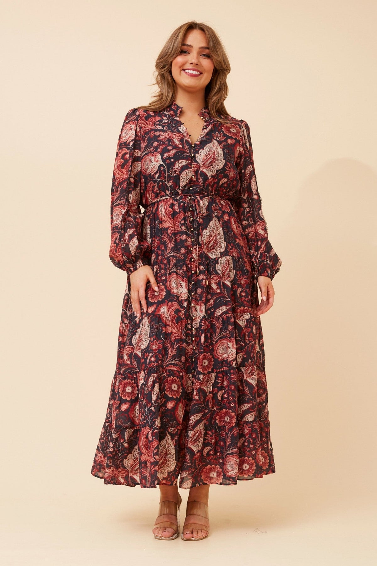 Image of Dresses. Product name - BRONYA PAISLEY PRINT MAXI DRESS in Multi Navy colour by brand - Caroline Morgan Australia