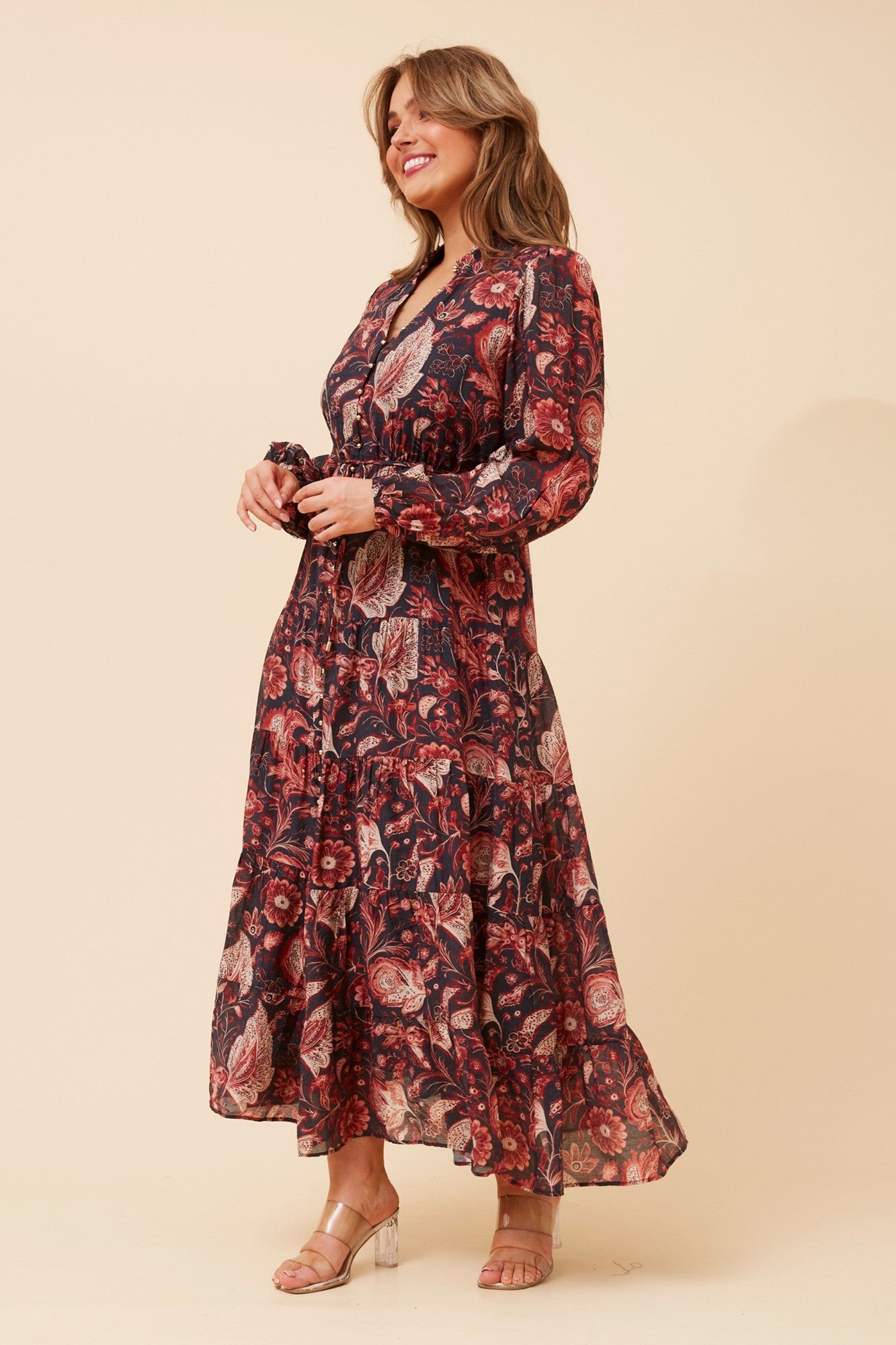 BRONYA PAISLEY PRINT MAXI DRESS (Multi Navy)