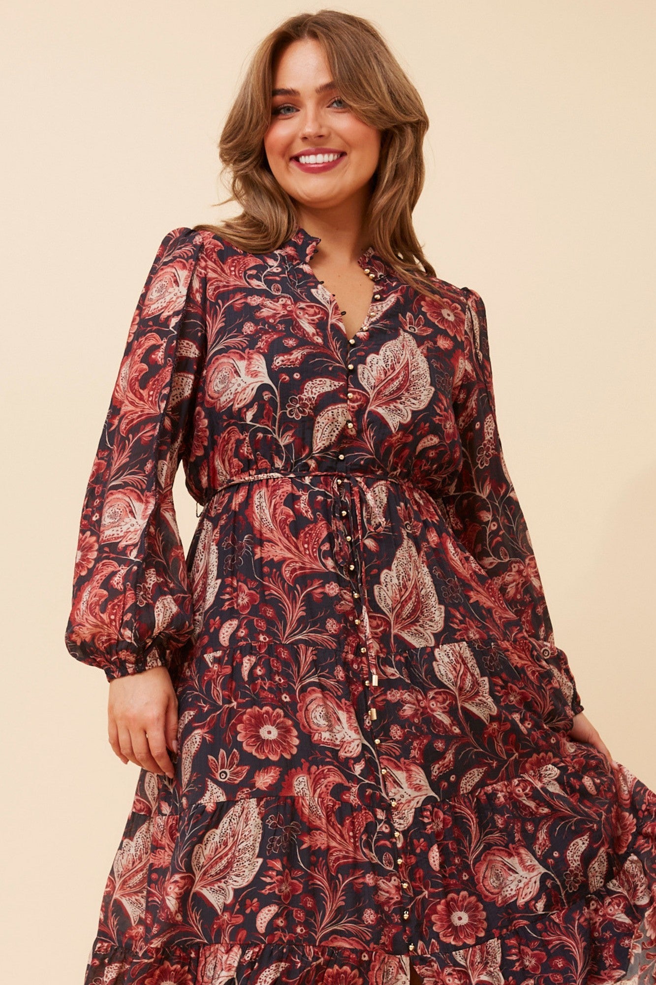 BRONYA PAISLEY PRINT MAXI DRESS (Multi Navy)