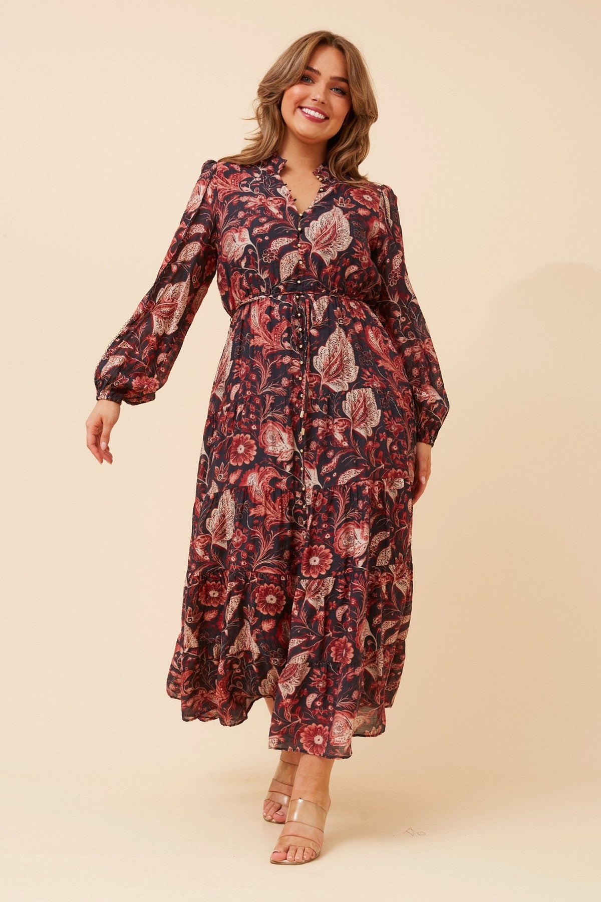 BRONYA PAISLEY PRINT MAXI DRESS (Multi Navy)