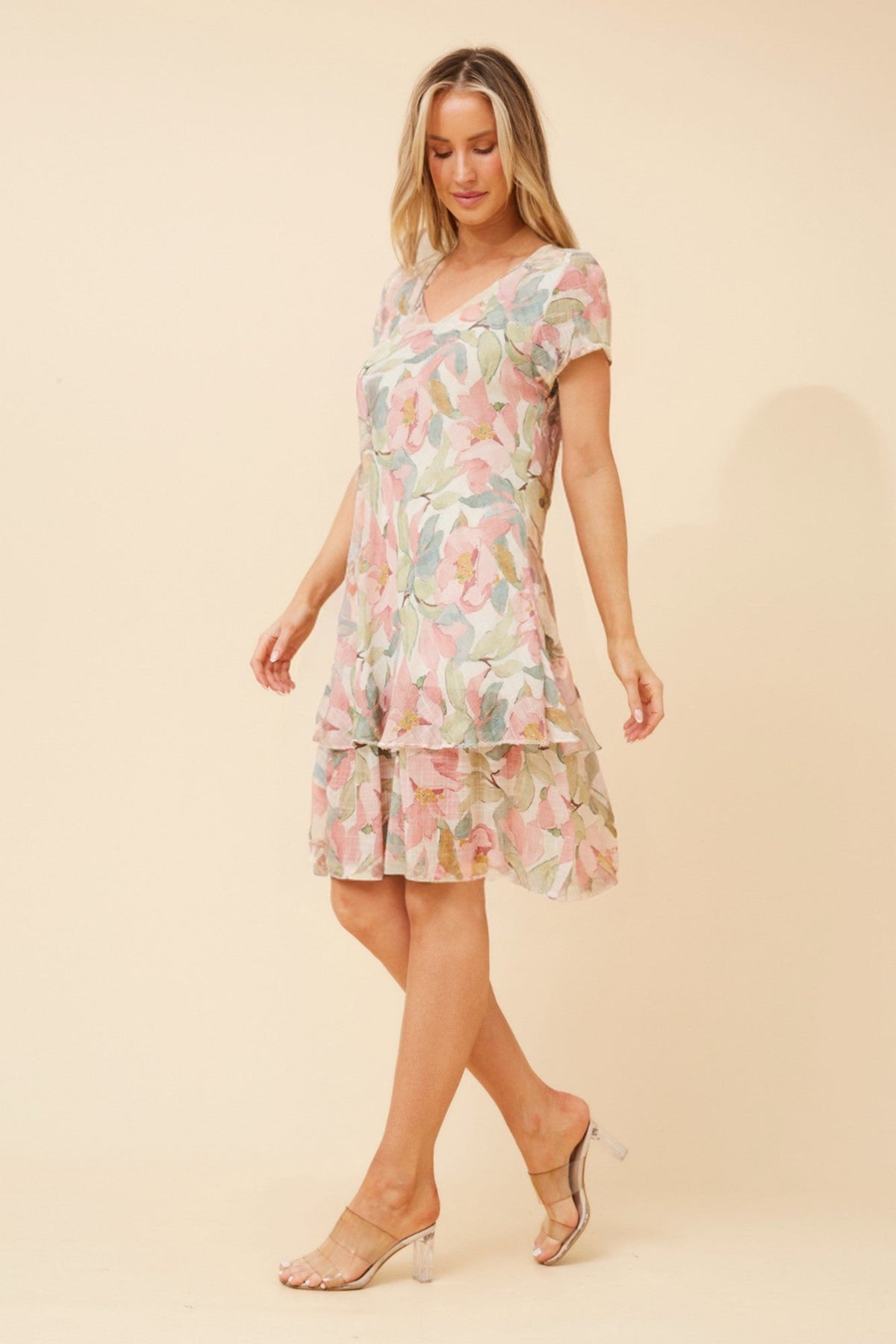 Image of Dresses. Product name - ELECTRA FLORAL DRESS in Multi Blue colour by brand - BOTTEGA MODA