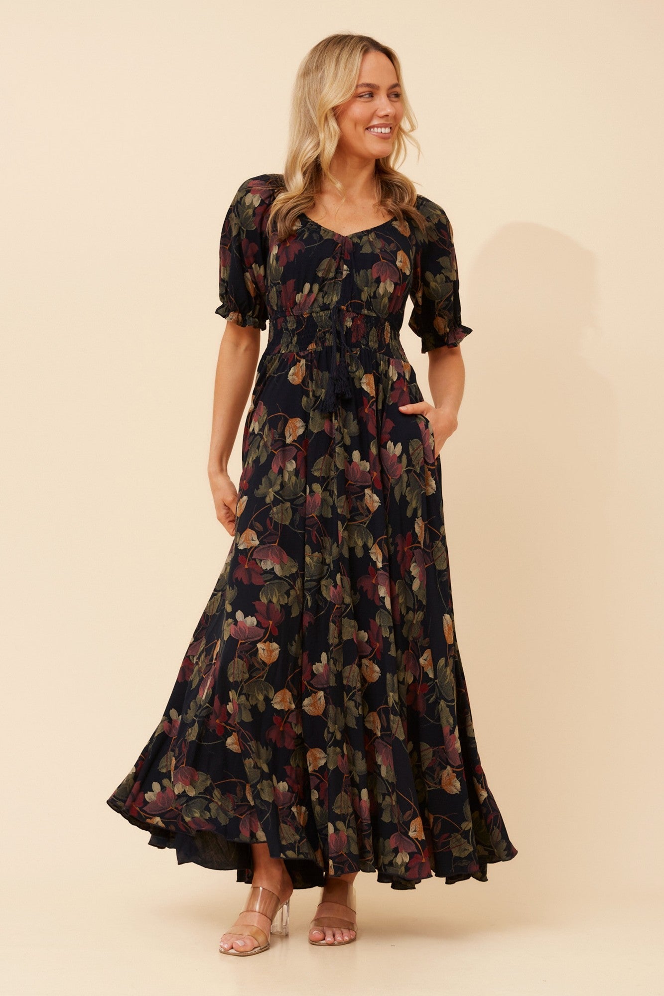 DAISY FLORAL MAXI DRESS (Navy)