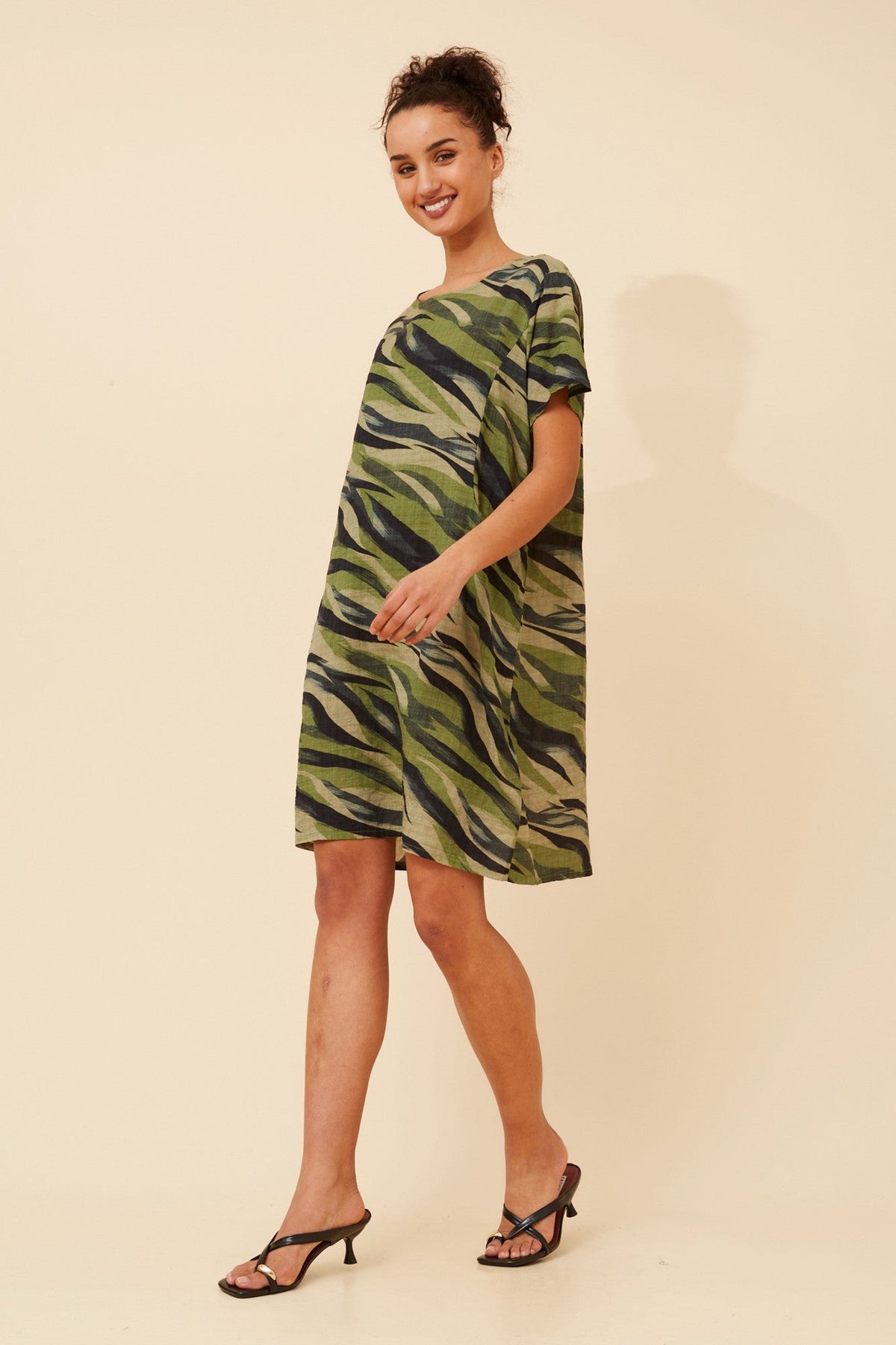 VINE ABSTRACT PRINT DRESS (Green)