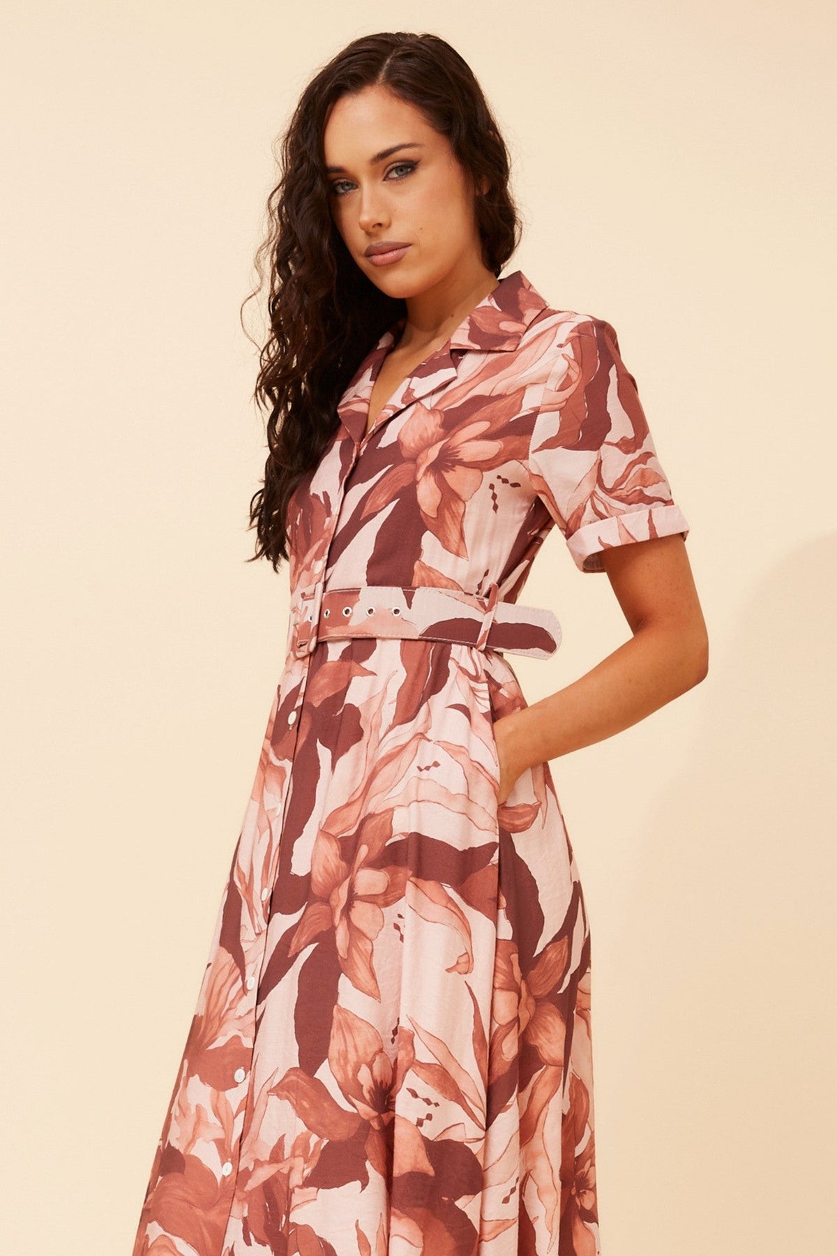 ALANIA FLORAL MIDI DRESS (Rosewood)