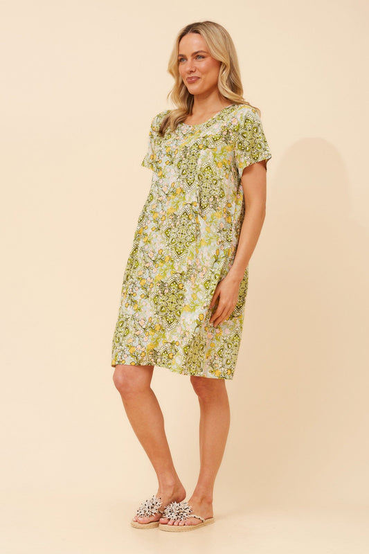 VINE FLORAL DRESS (Multi Green)