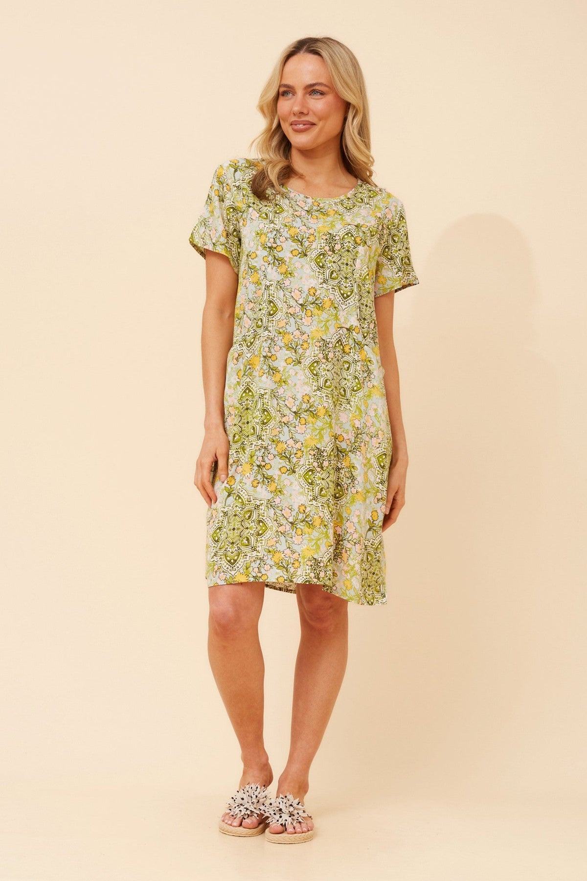 VINE FLORAL DRESS (Multi Green)
