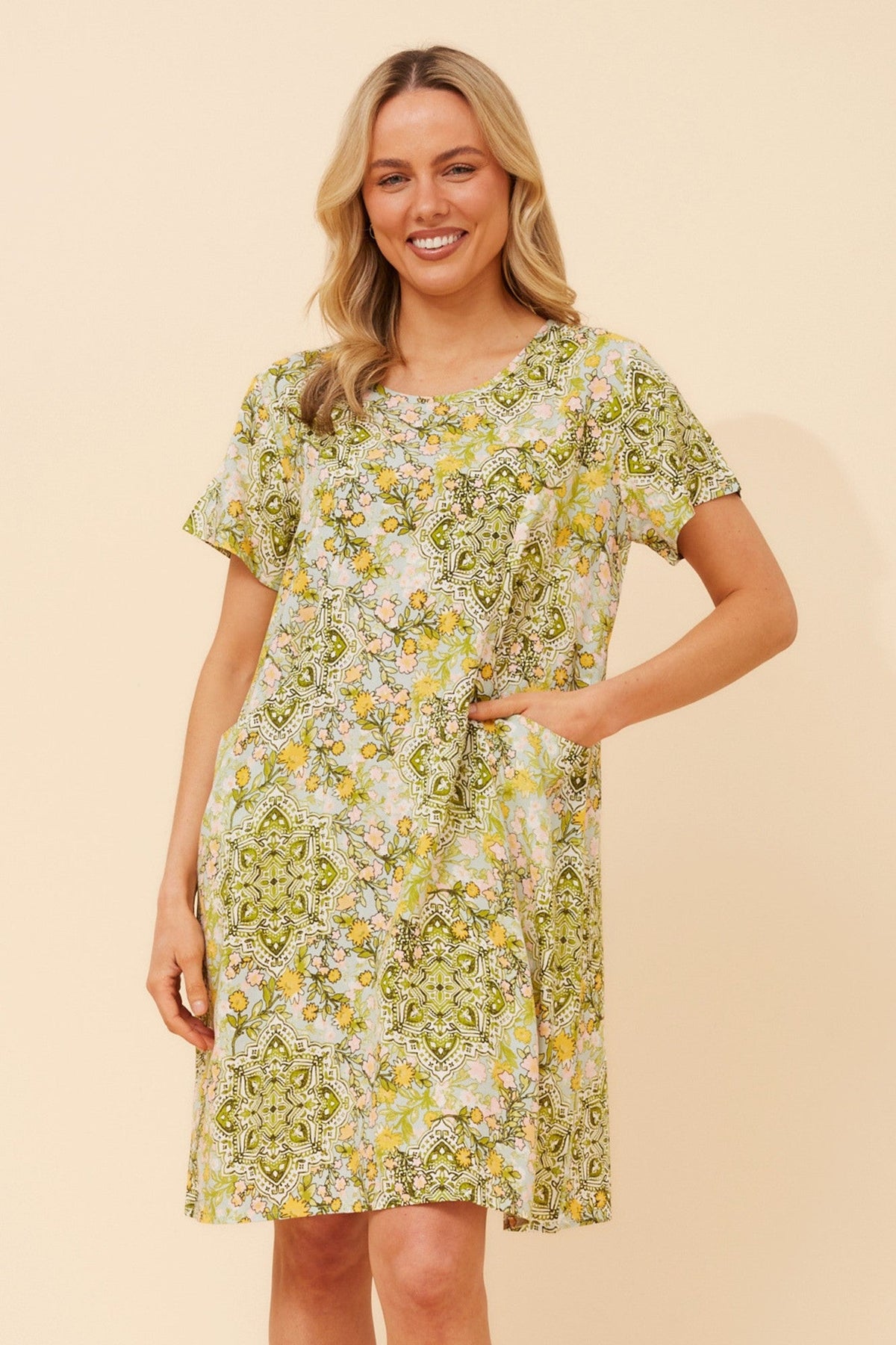 VINE FLORAL DRESS (Multi Green)