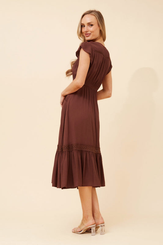 Caroline Morgan Australia MOROCCO SOLID MIDI DRESS (Chocolate)