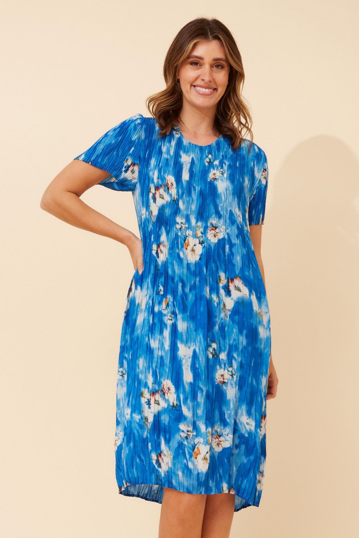 BERNIE FLORAL MIDI DRESS (Blue)
