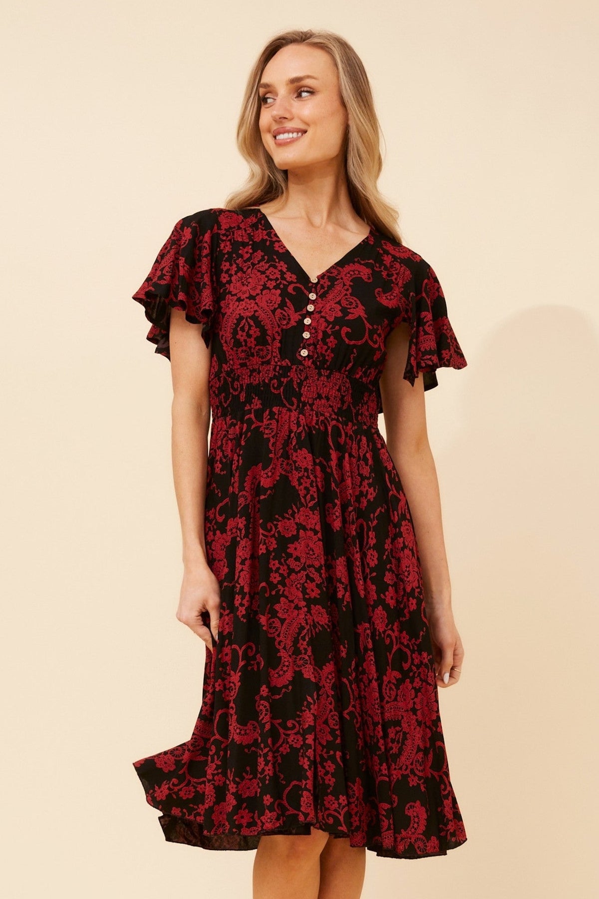 SANDY FLORAL DRESS (Navy)