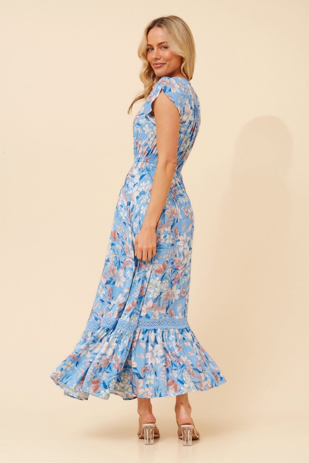MOROCCO FLORAL MAXI DRESS (Blue)