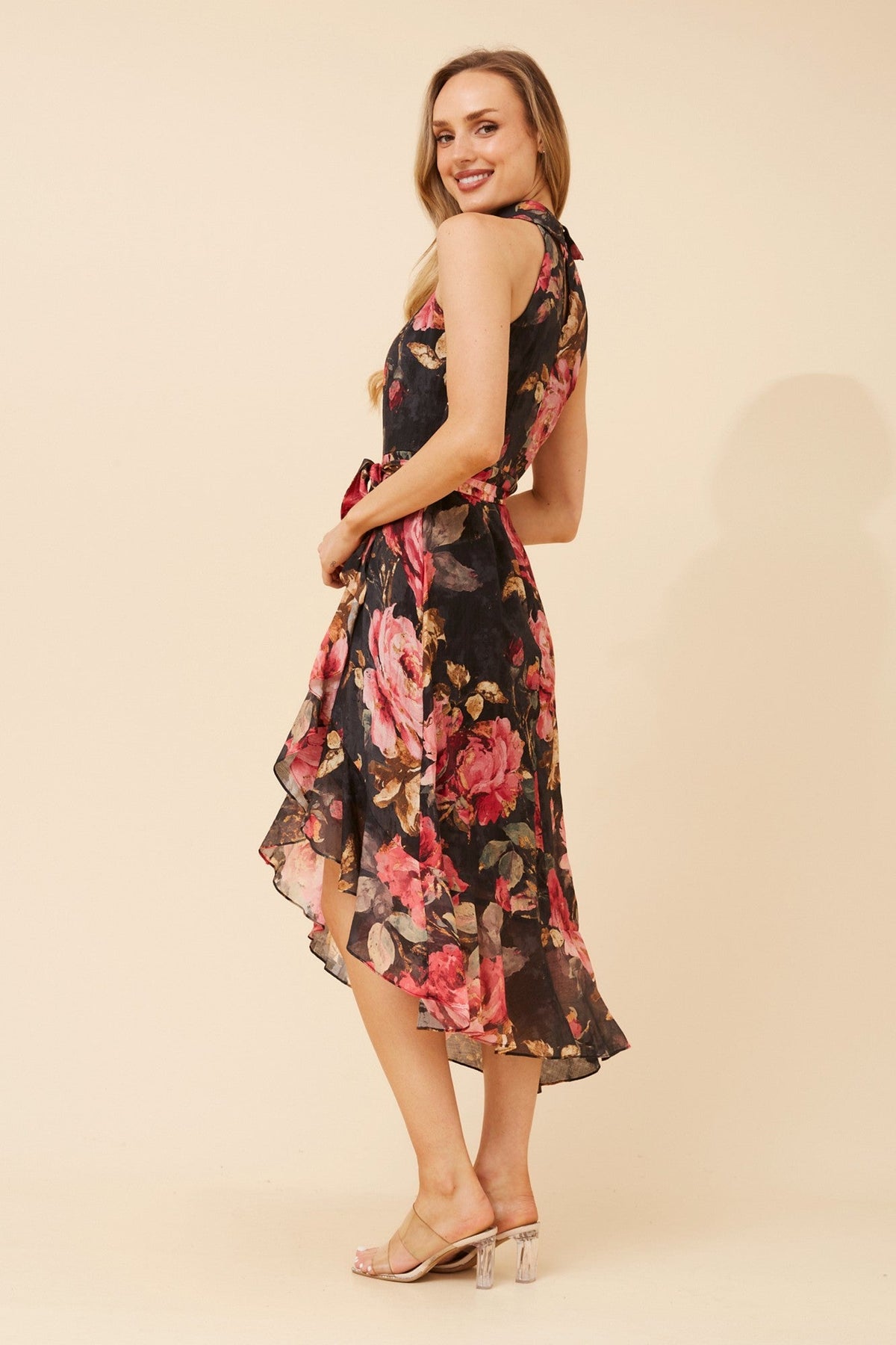 Caroline Morgan Australia RIO FLORAL MIDI DRESS (Multi Black)