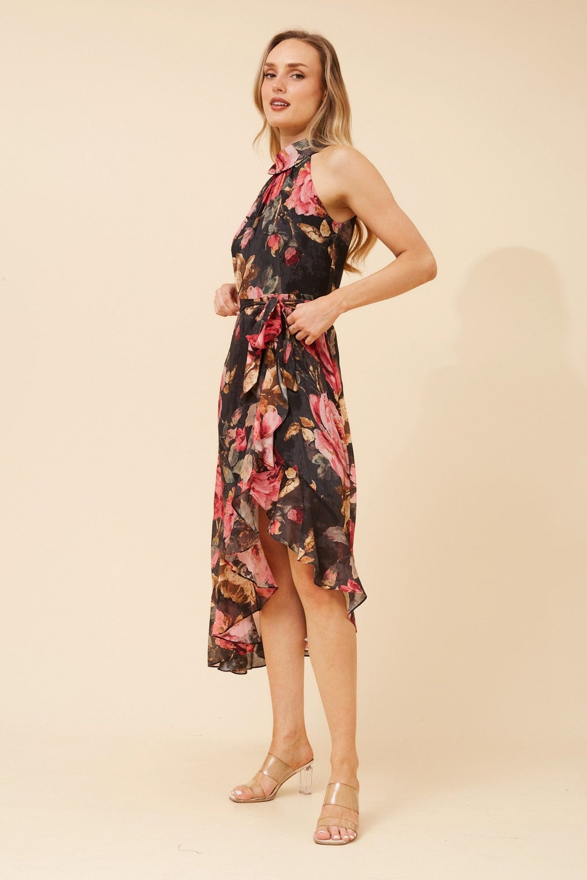 Caroline Morgan Australia RIO FLORAL MIDI DRESS (Multi Black)