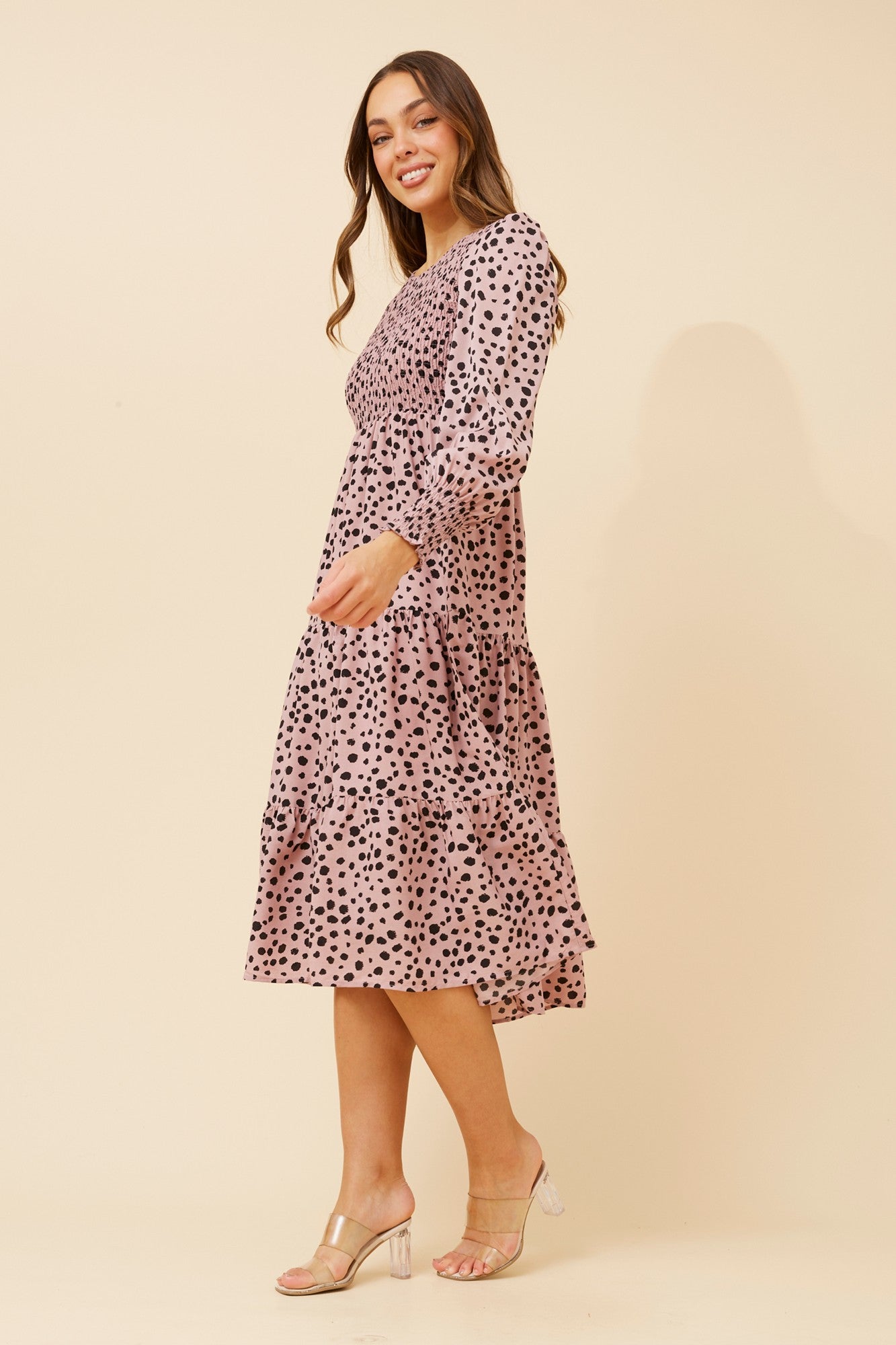 SHERRY ANIMAL PRINT MIDI DRESS (Sage)