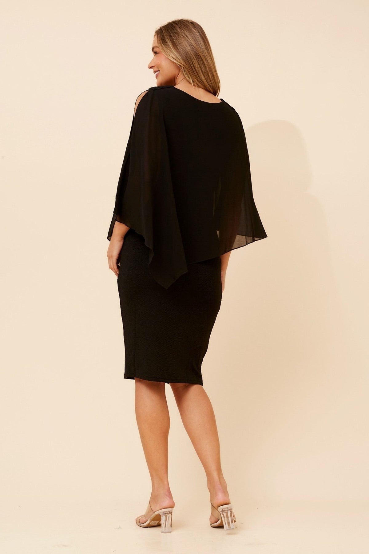 KYLIE DOUBLE LAYER SHIFT DRESS (Black)