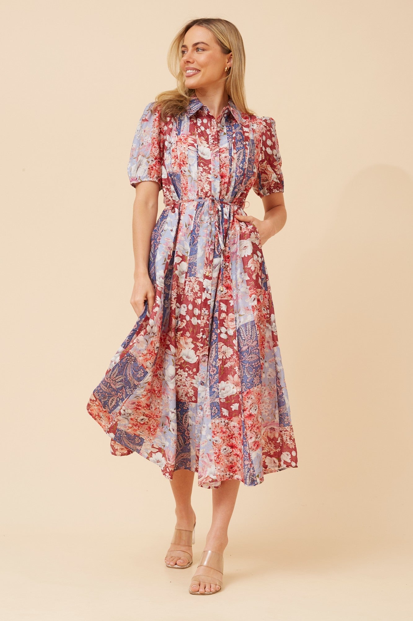 ZAINAB FLORAL MIDI DRESS (Multi Red)