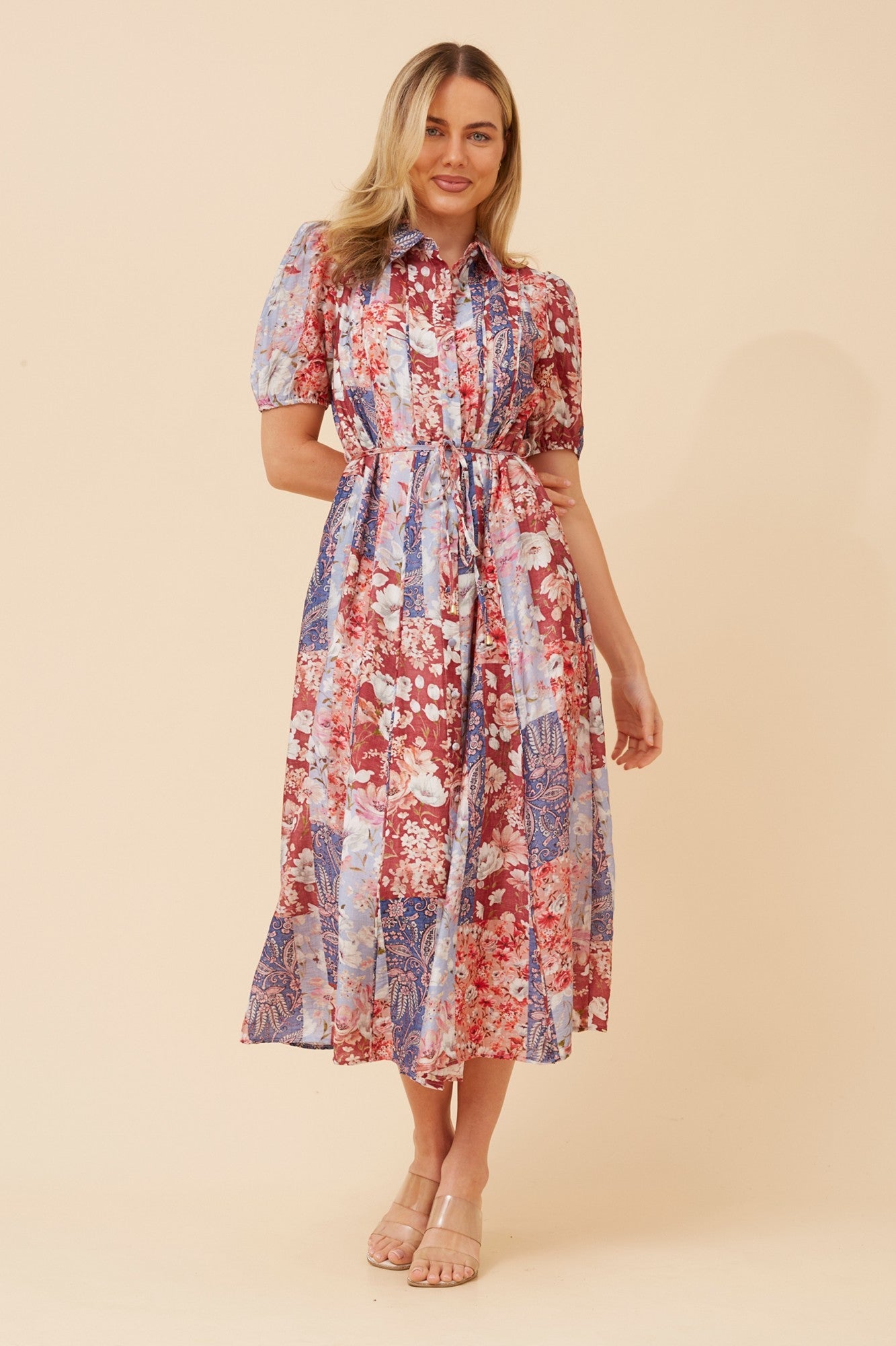 ZAINAB FLORAL MIDI DRESS (Multi Red)