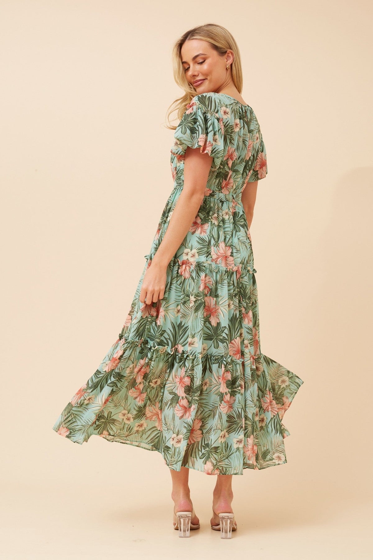 VELDIS FLORAL MAXI DRESS (Multi Green)
