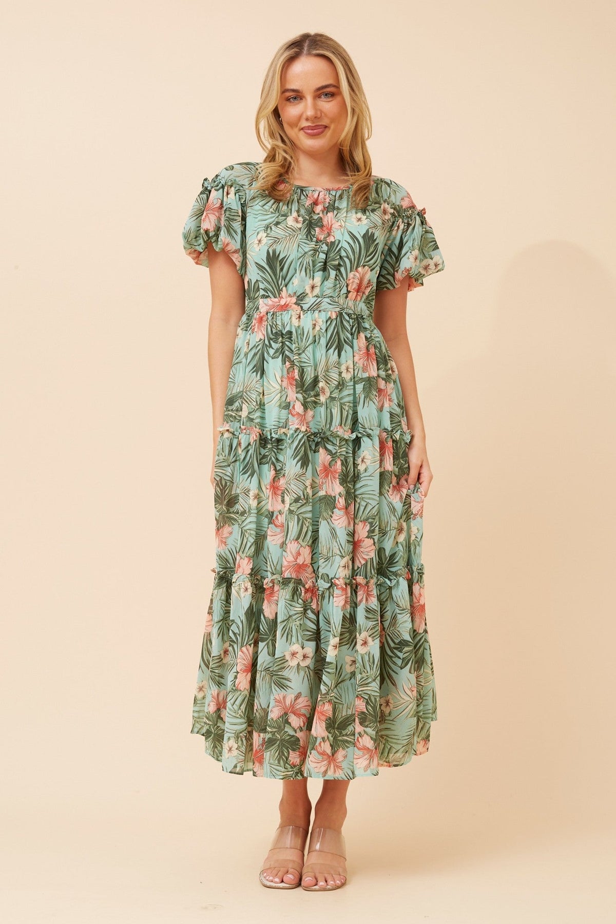 VELDIS FLORAL MAXI DRESS (Multi Green)