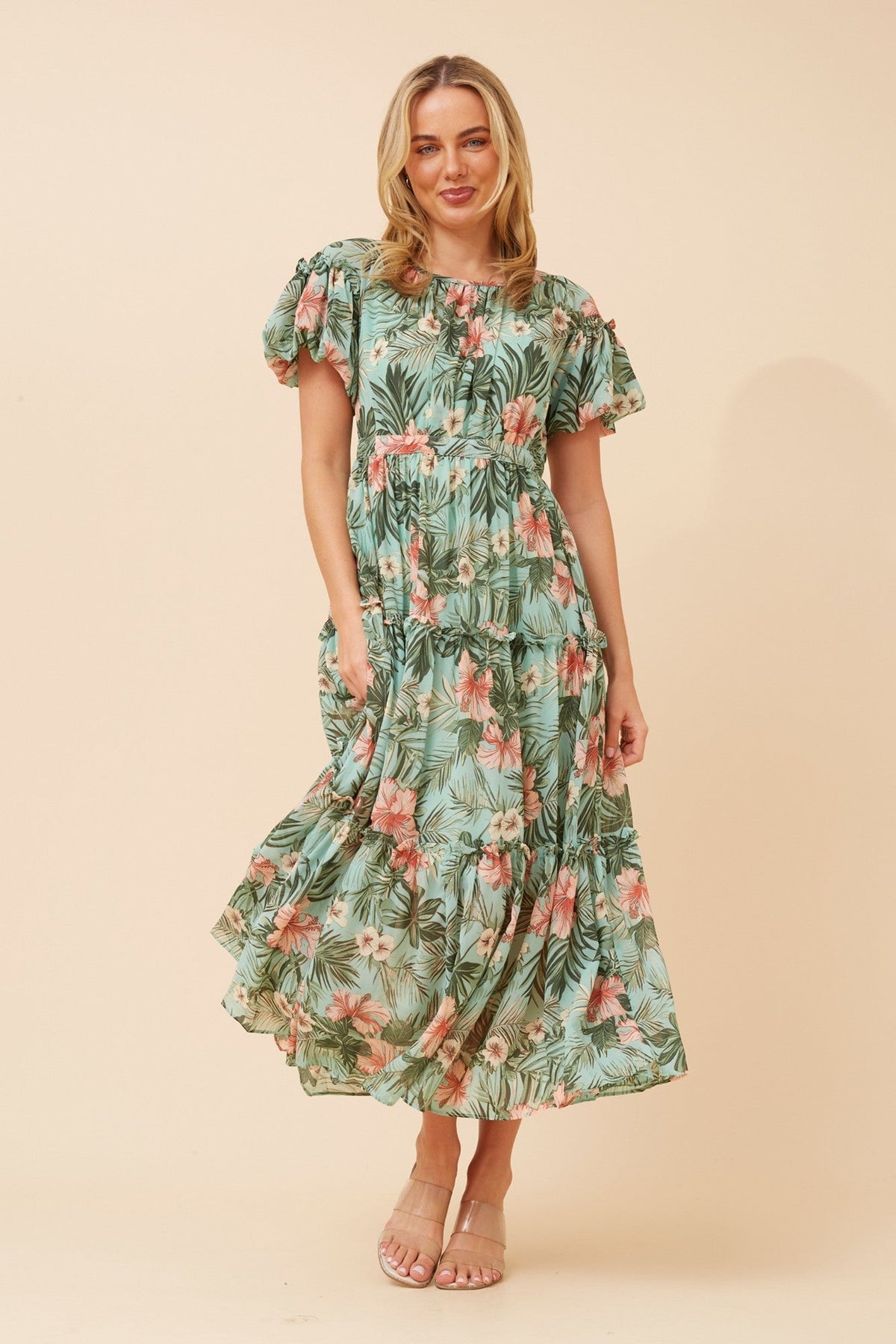 VELDIS FLORAL MAXI DRESS (Multi Green)