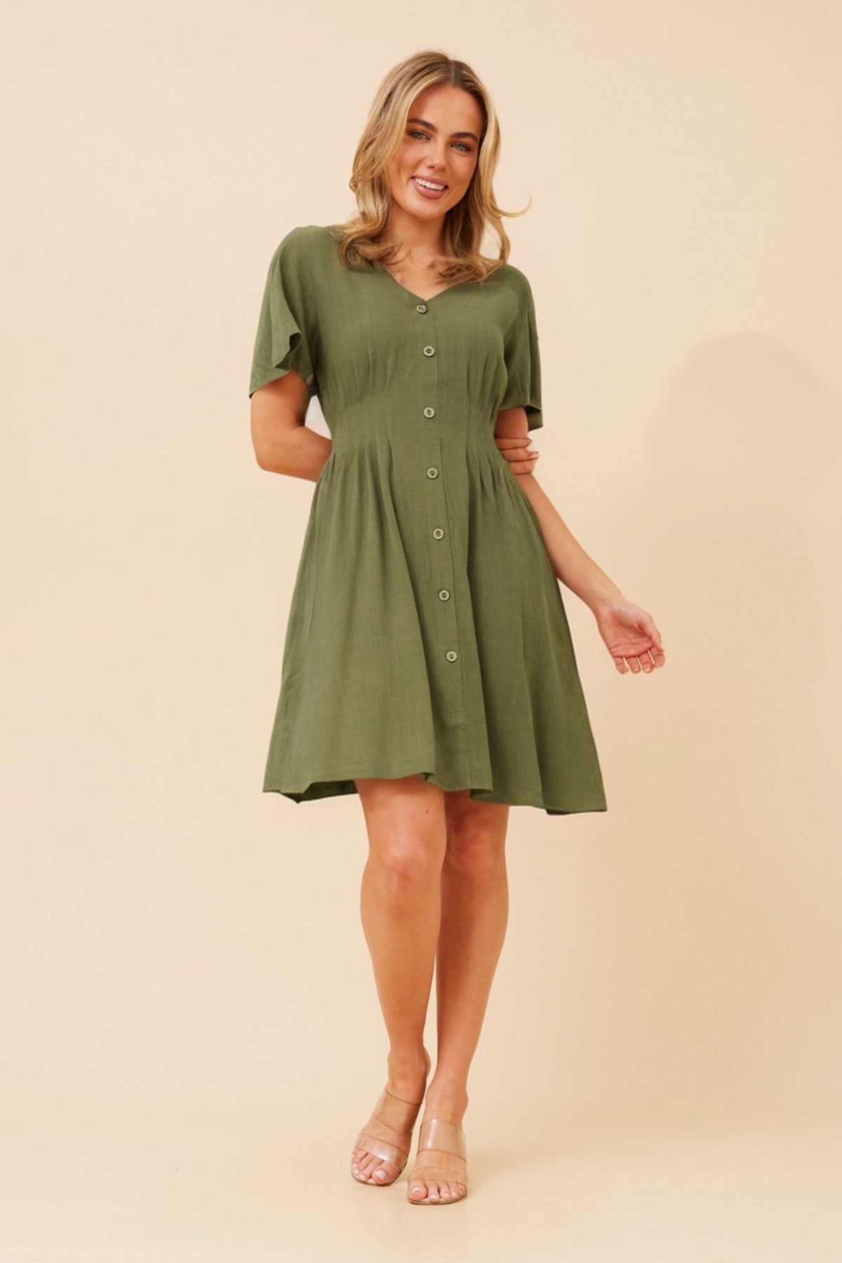 LAIKYN LINEN BLEND DRESS (Rosewood)