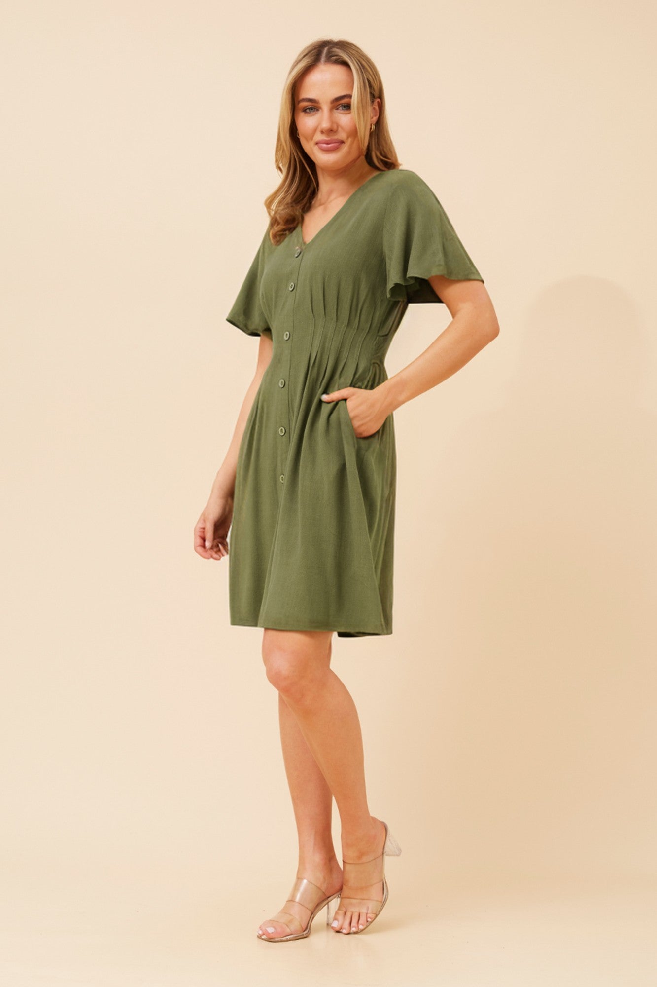 LAIKYN LINEN BLEND DRESS (Rosewood)