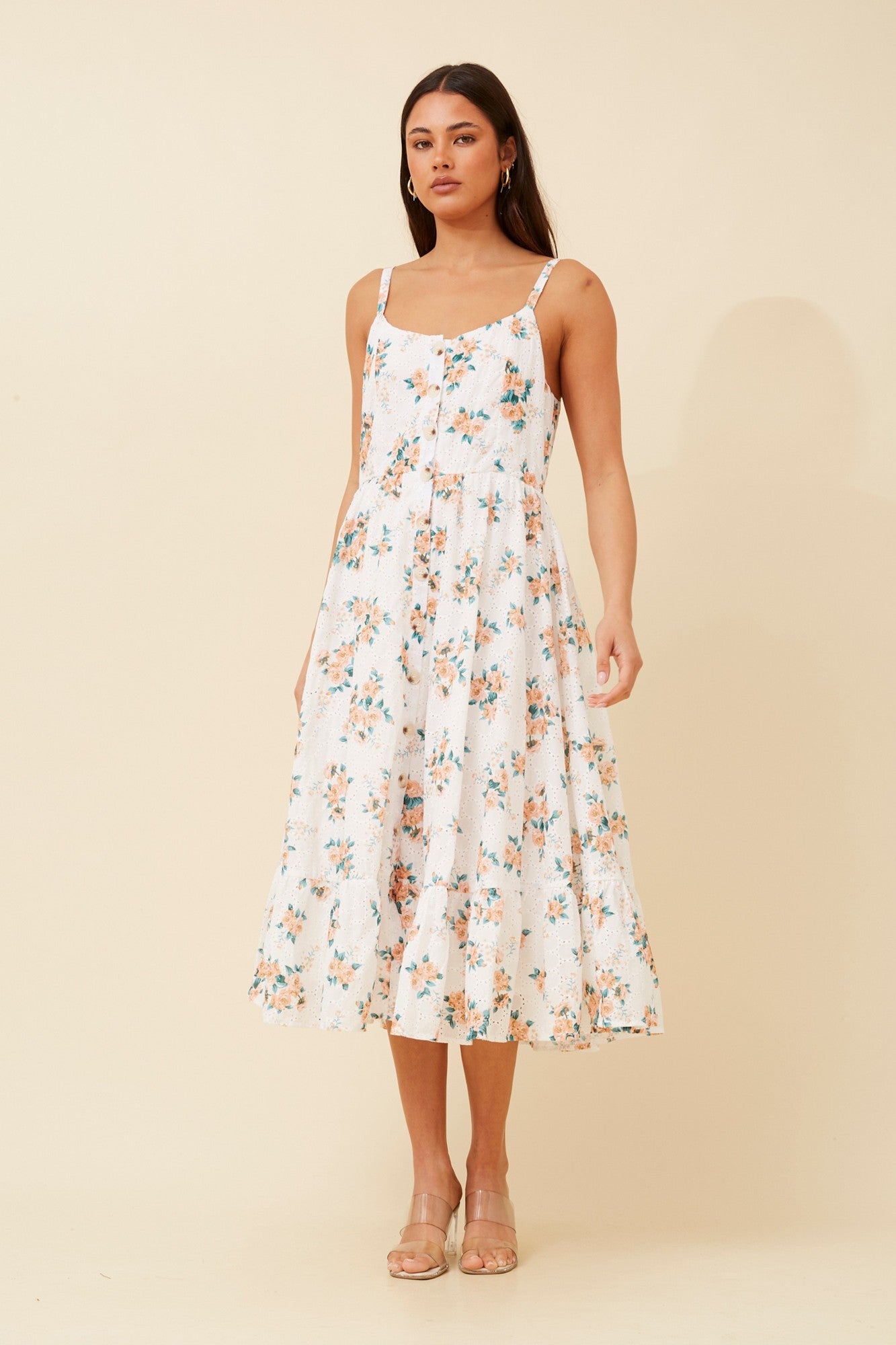 AMAR FLORAL MIDI DRESS (Multi White)