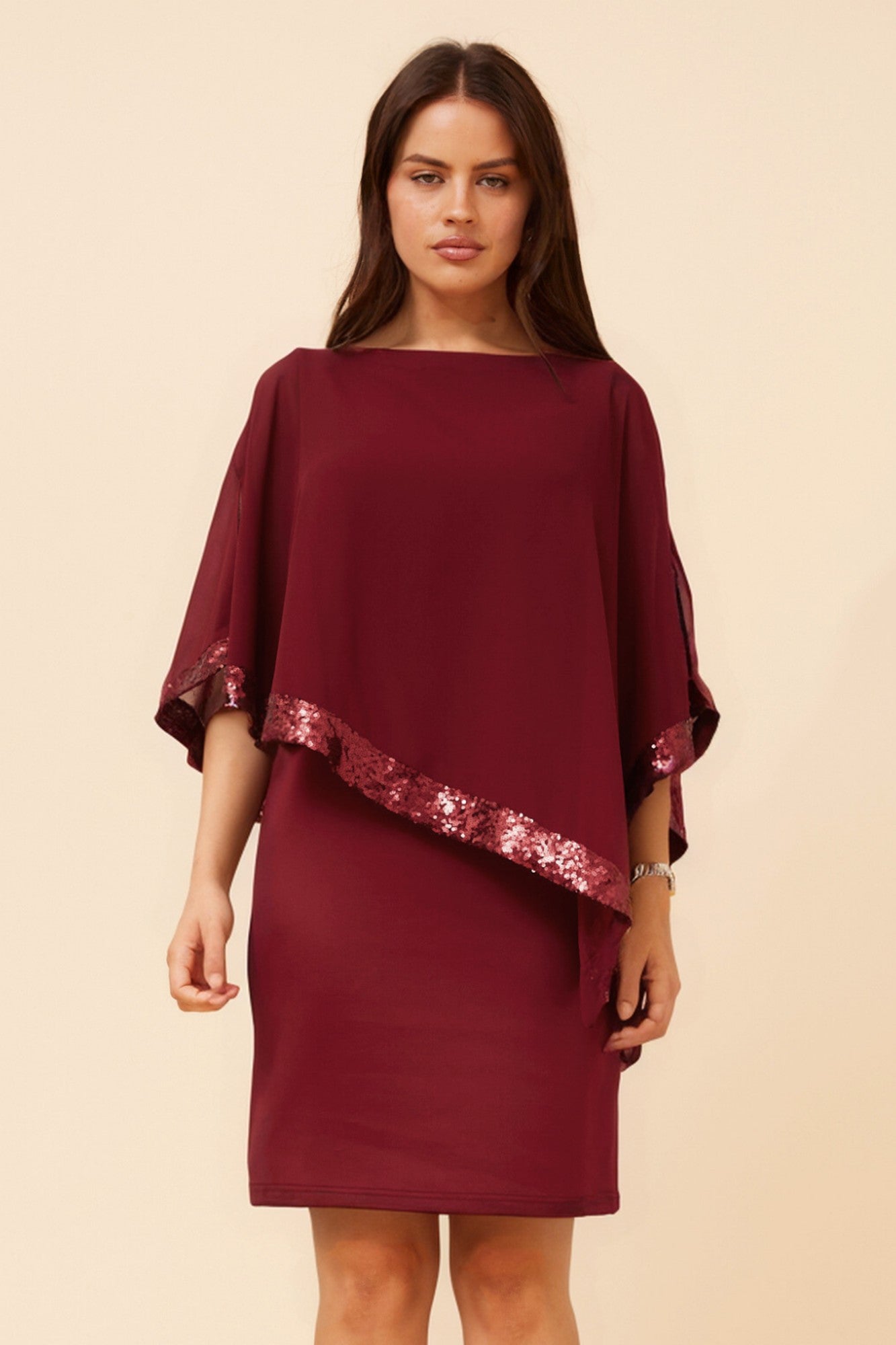 SYLIE DOUBLE LAYER SHIFT DRESS (Red Dahlia)