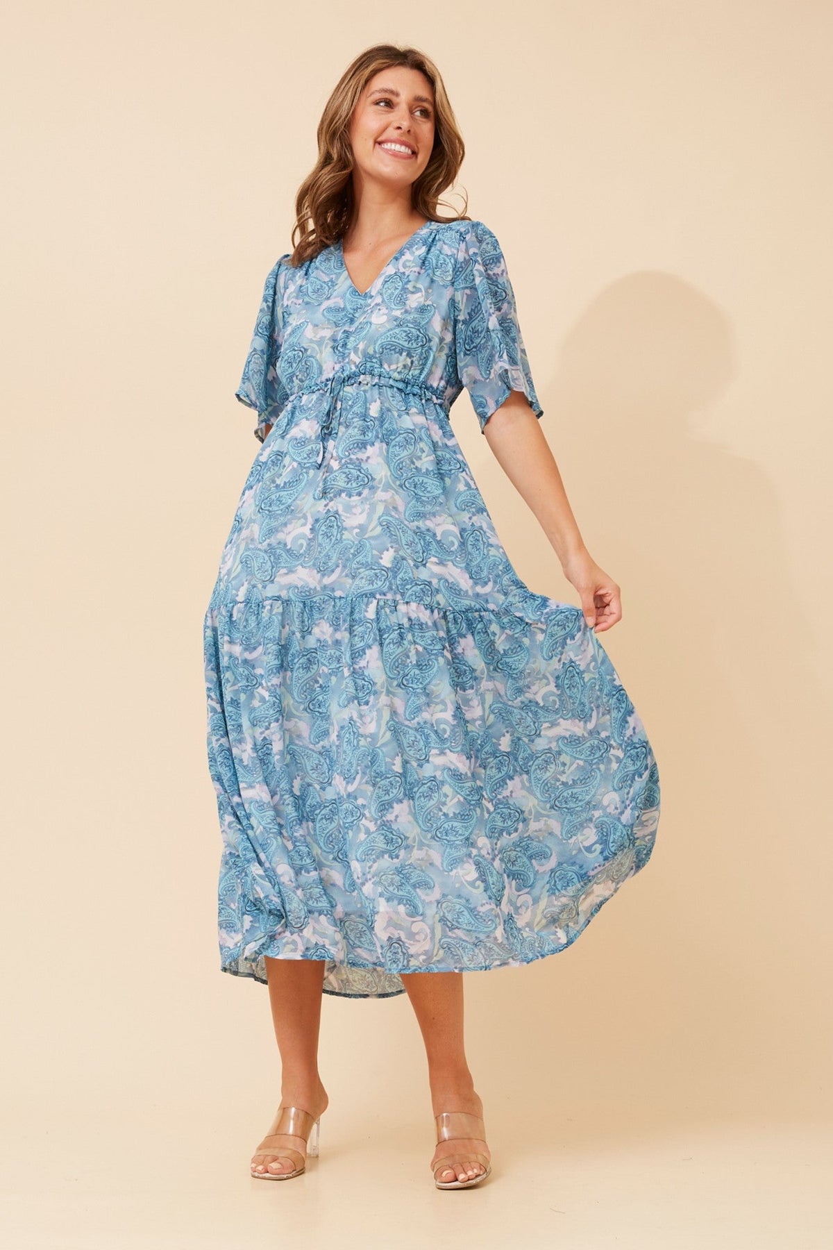 IVANA PAISLEY PRINT MAXI DRESS (Blue)
